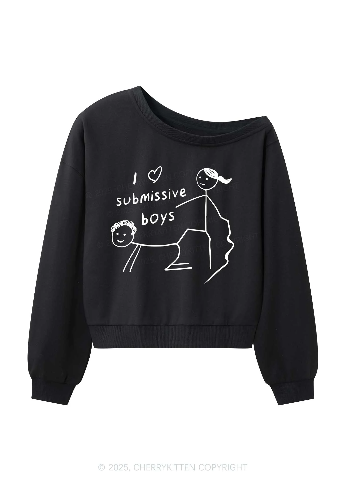 I Love S Boys Y2K Off Shoulder Sweatshirts Cherrykitten - Image 3