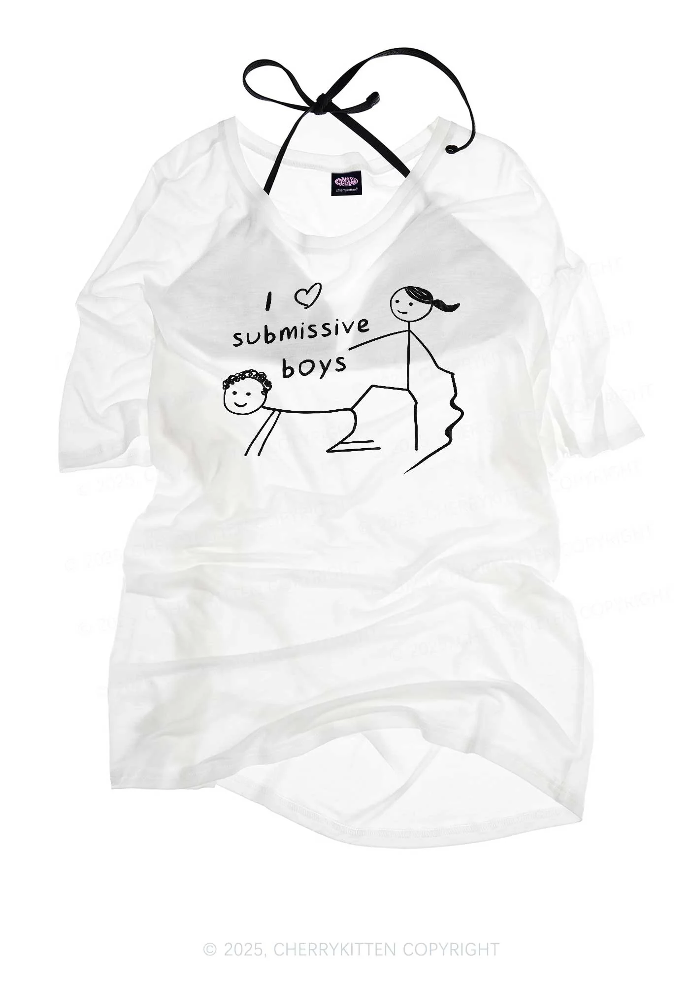 I Love S Boys Y2K Sheer Boyfriend Tee Cherrykitten - Image 3