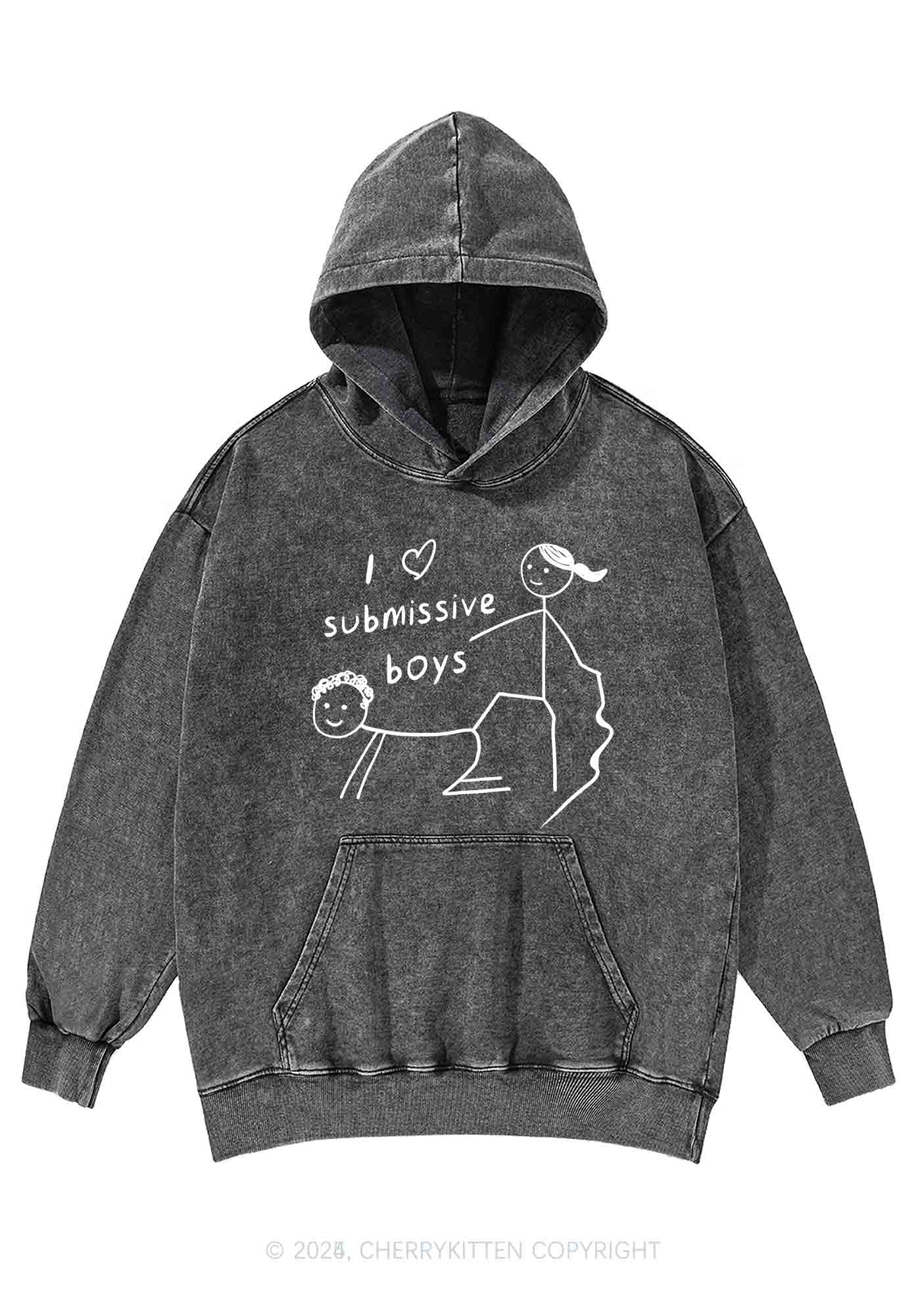 I Love S Boys Y2K Washed Hoodie Cherrykitten - Image 3