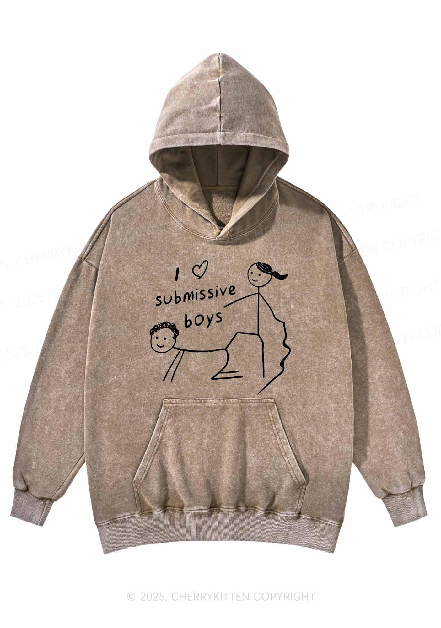 I Love S Boys Y2K Washed Hoodie Cherrykitten - Image 4