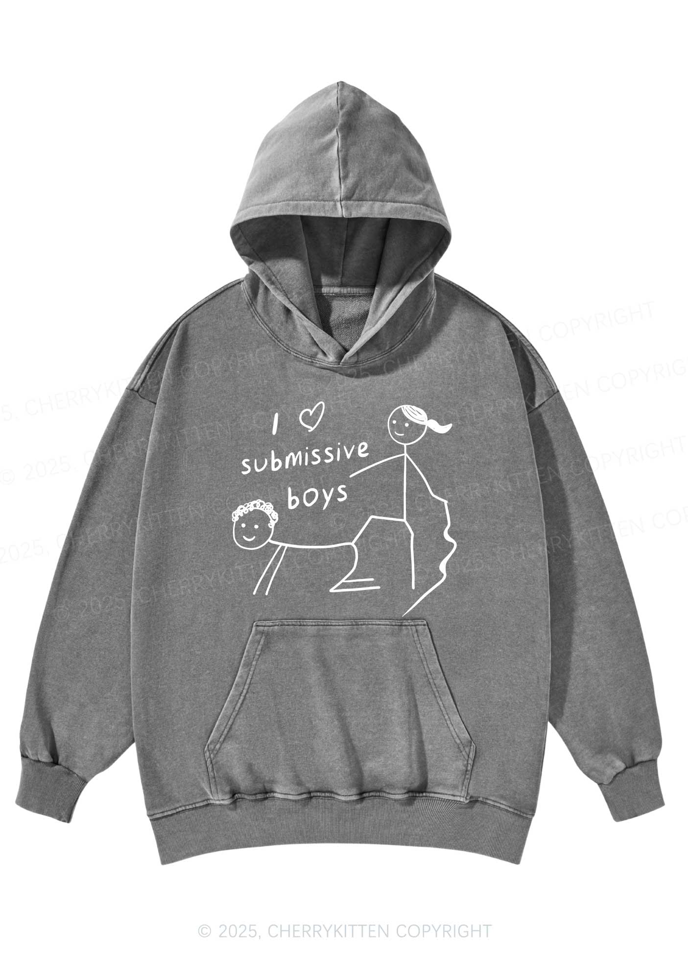 I Love S Boys Y2K Washed Hoodie Cherrykitten - Image 5