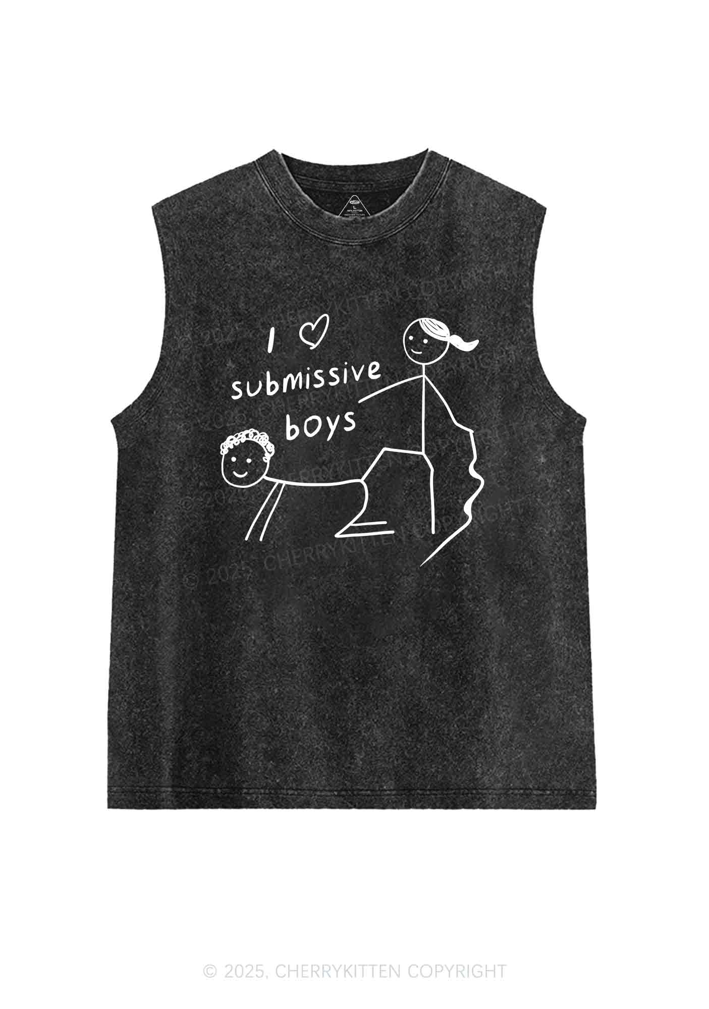 I Love S Boys Y2K Washed Tank Cherrykitten - Image 3