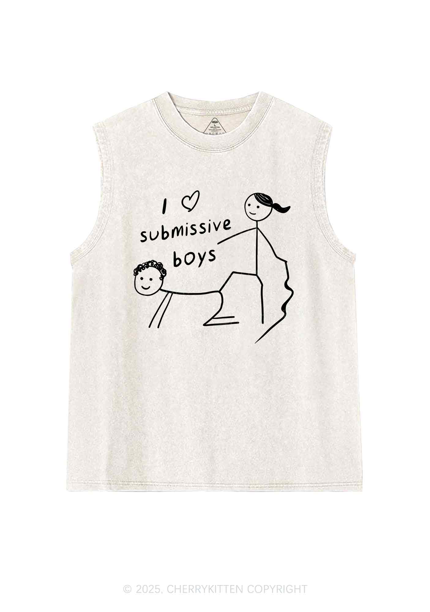 I Love S Boys Y2K Washed Tank Cherrykitten - Image 4