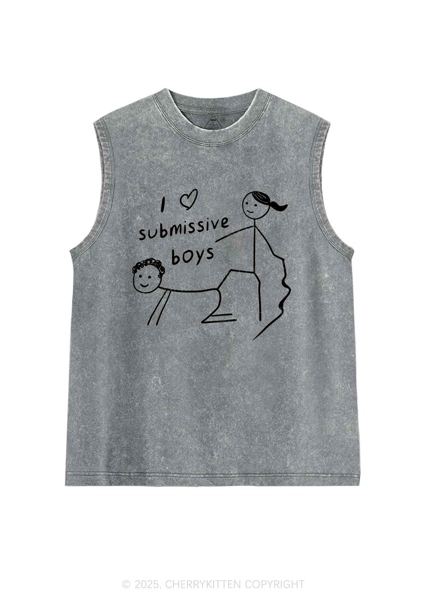 I Love S Boys Y2K Washed Tank Cherrykitten - Image 5