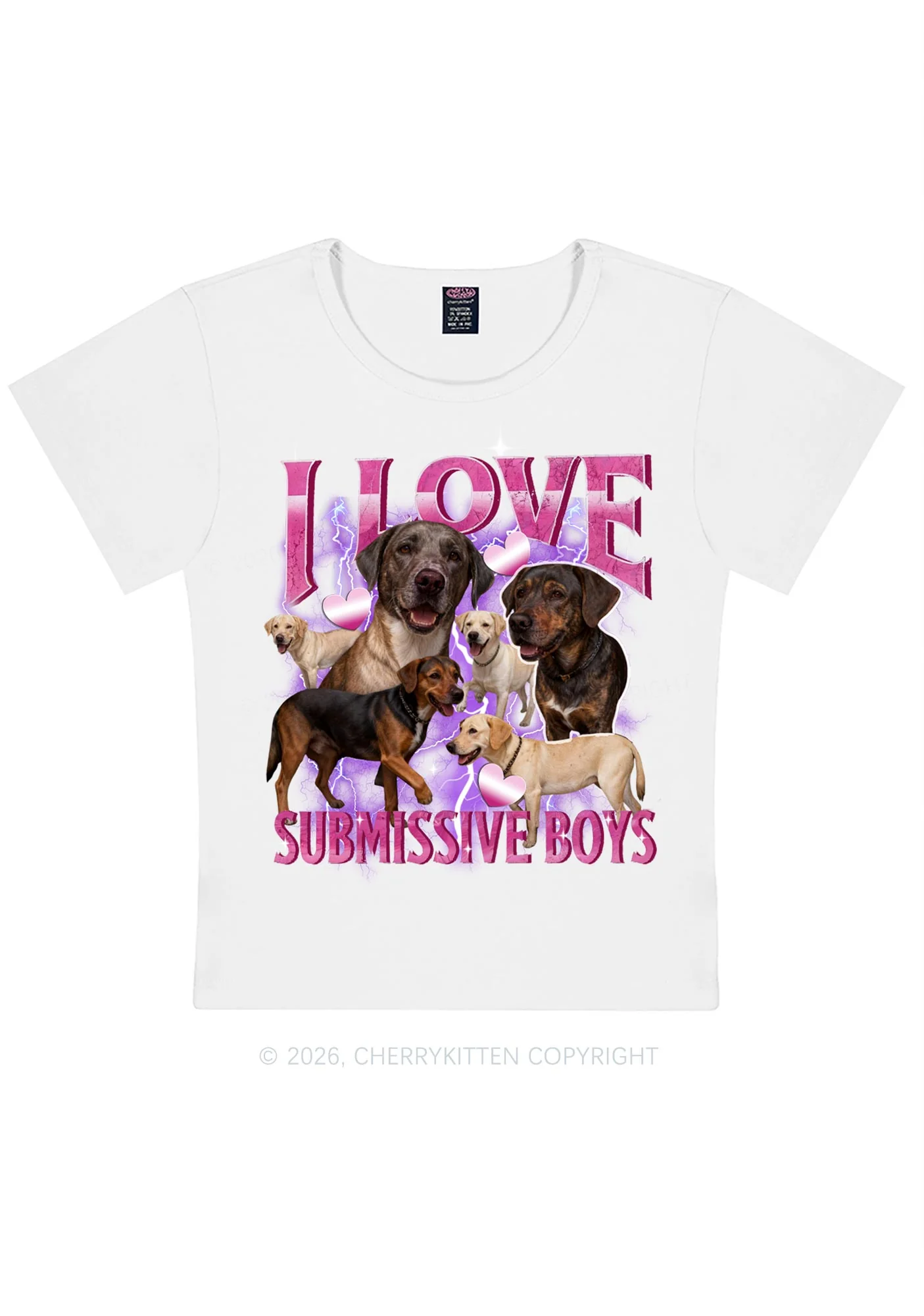 I Love S Dogs Y2K Baby Tee Cherrykitten - Image 3