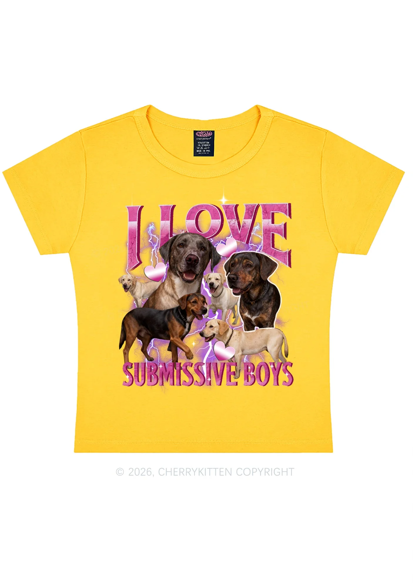 I Love S Dogs Y2K Baby Tee Cherrykitten - Image 4