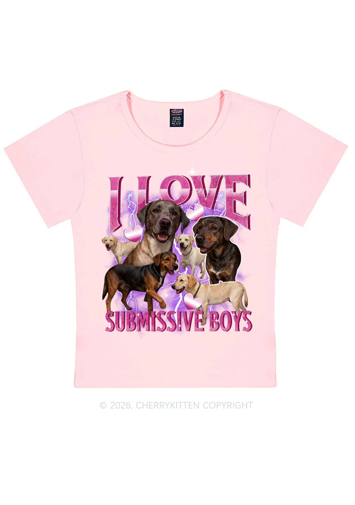 I Love S Dogs Y2K Baby Tee Cherrykitten - Image 5