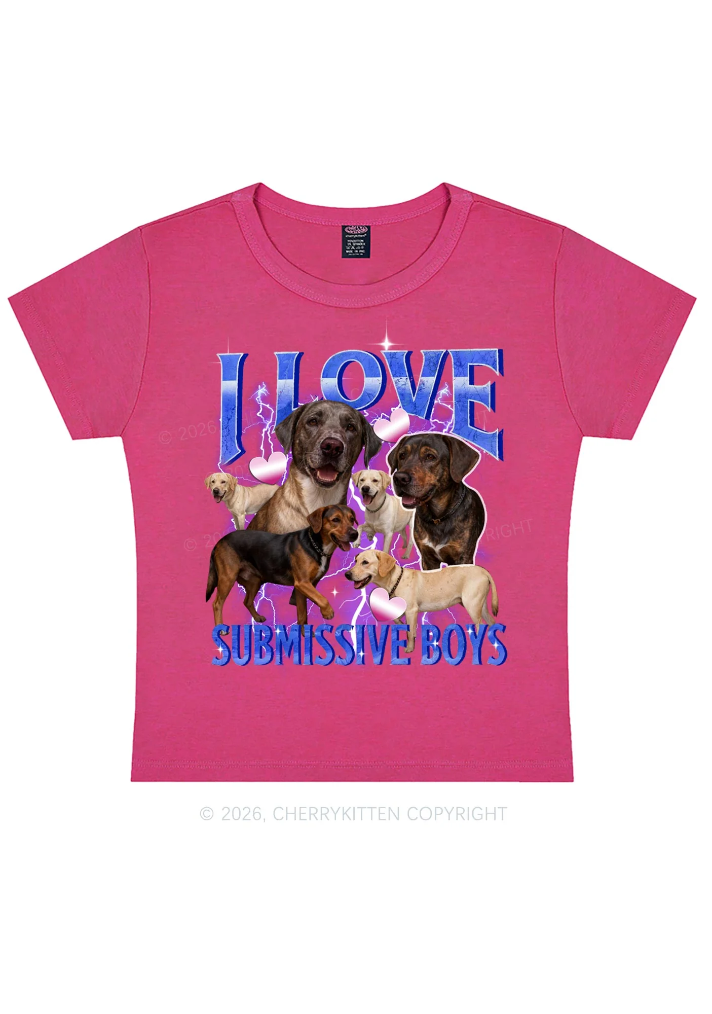 I Love S Dogs Y2K Baby Tee Cherrykitten - Image 7