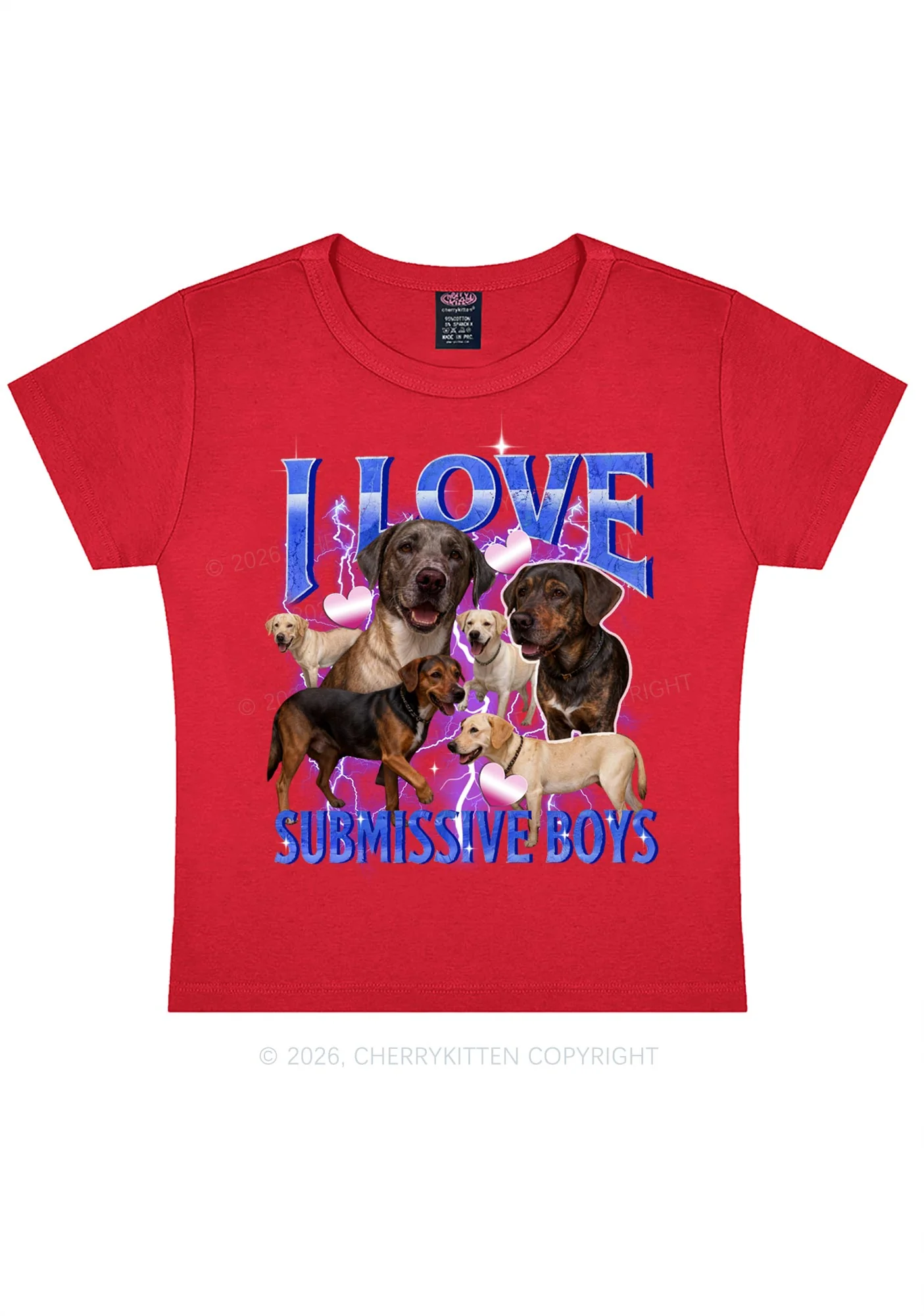 I Love S Dogs Y2K Baby Tee Cherrykitten - Image 8