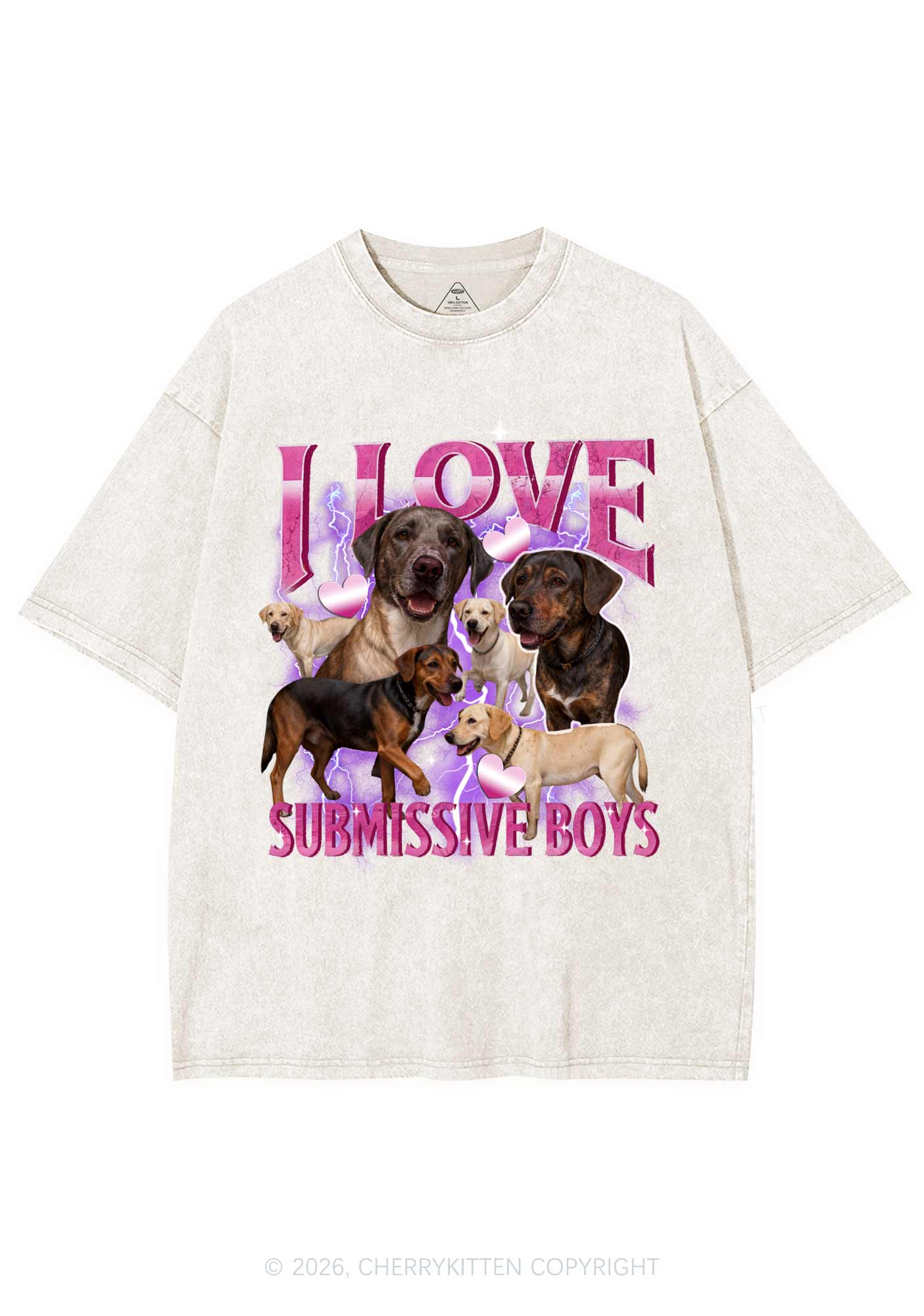 I Love S Dogs Y2K Shirts Washed Tee Cherrykitten - Image 3