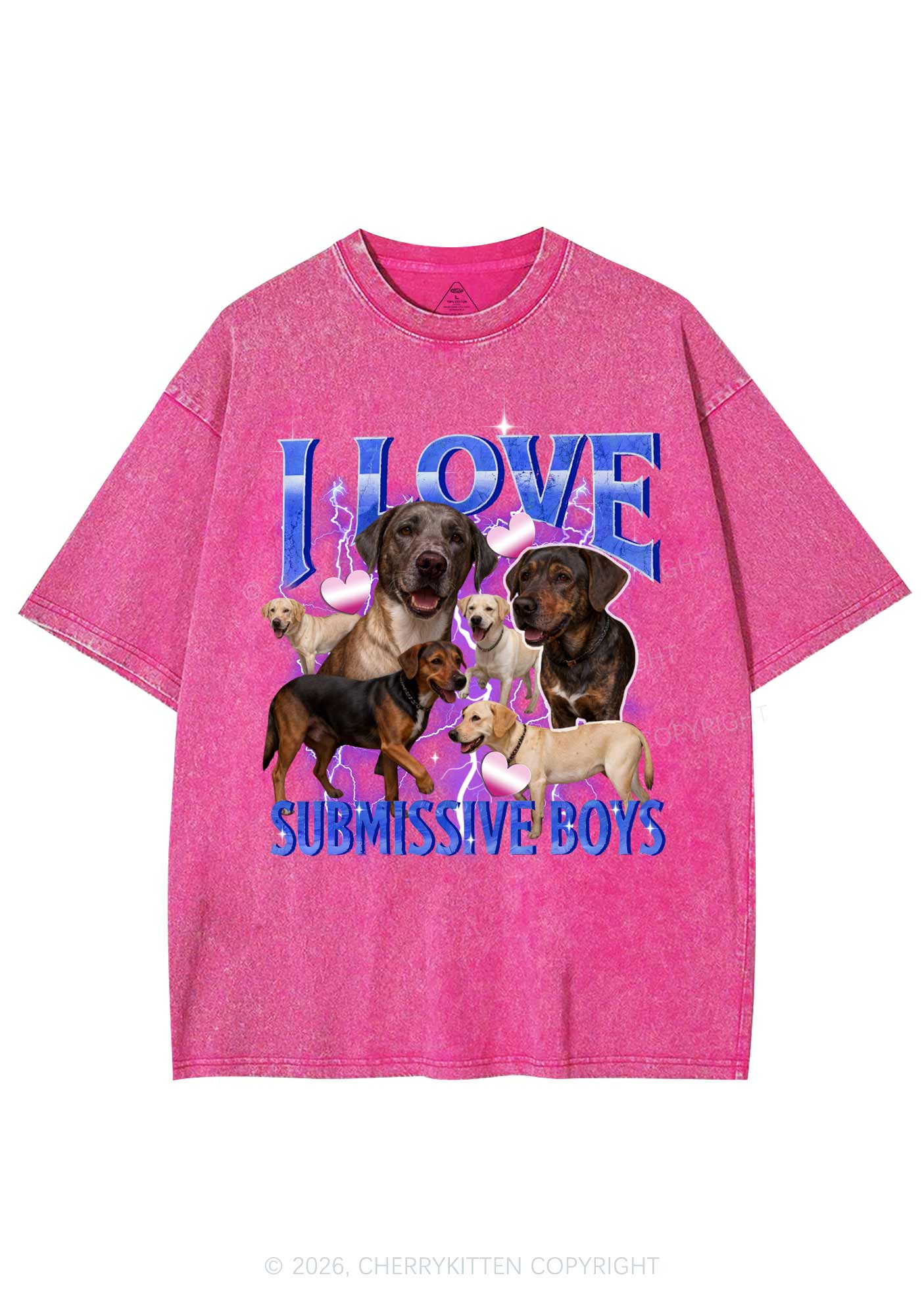 I Love S Dogs Y2K Shirts Washed Tee Cherrykitten - Image 4