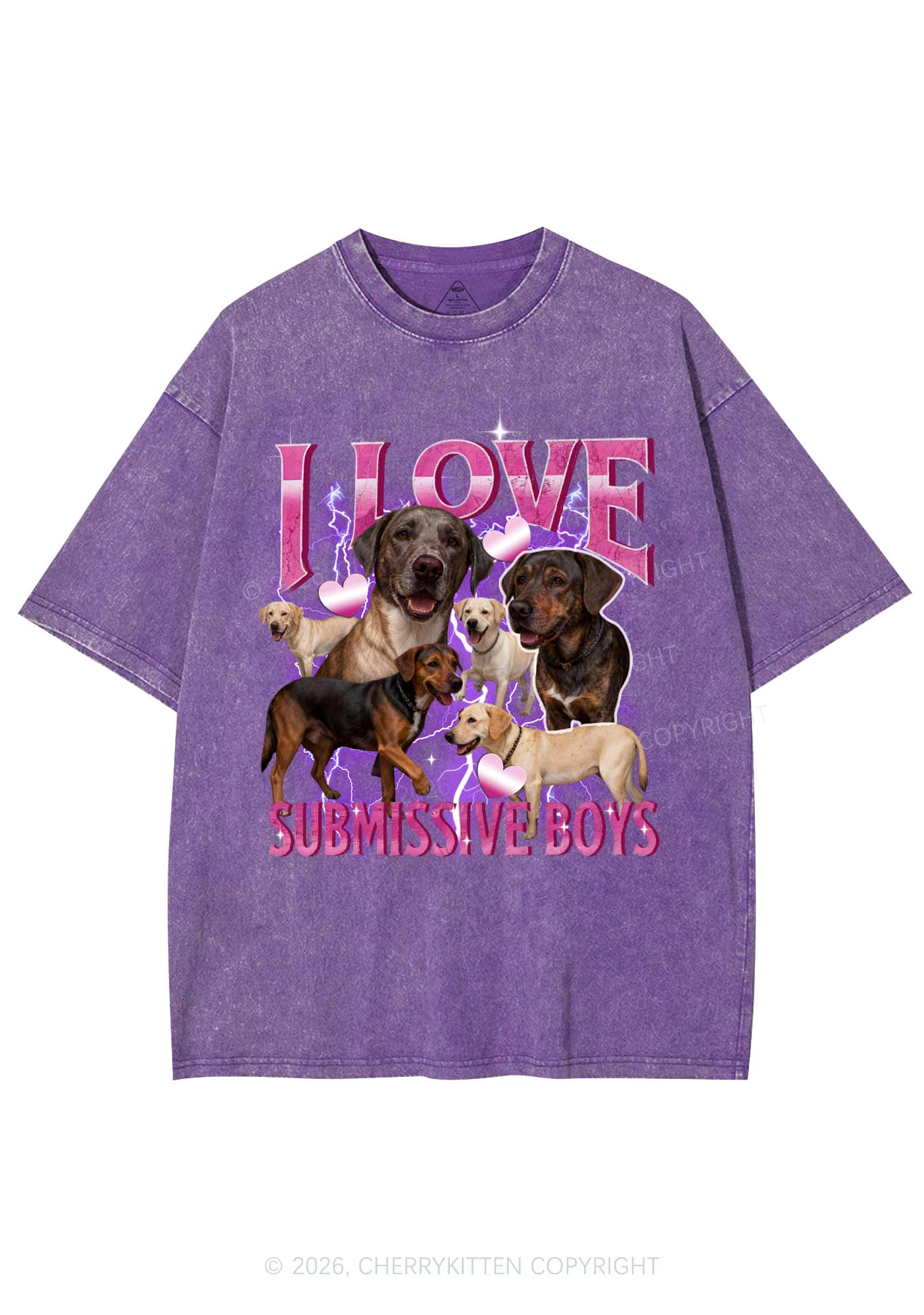 I Love S Dogs Y2K Shirts Washed Tee Cherrykitten - Image 5