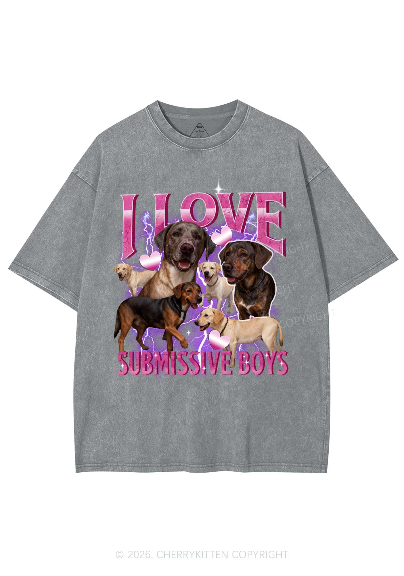 I Love S Dogs Y2K Shirts Washed Tee Cherrykitten - Image 6