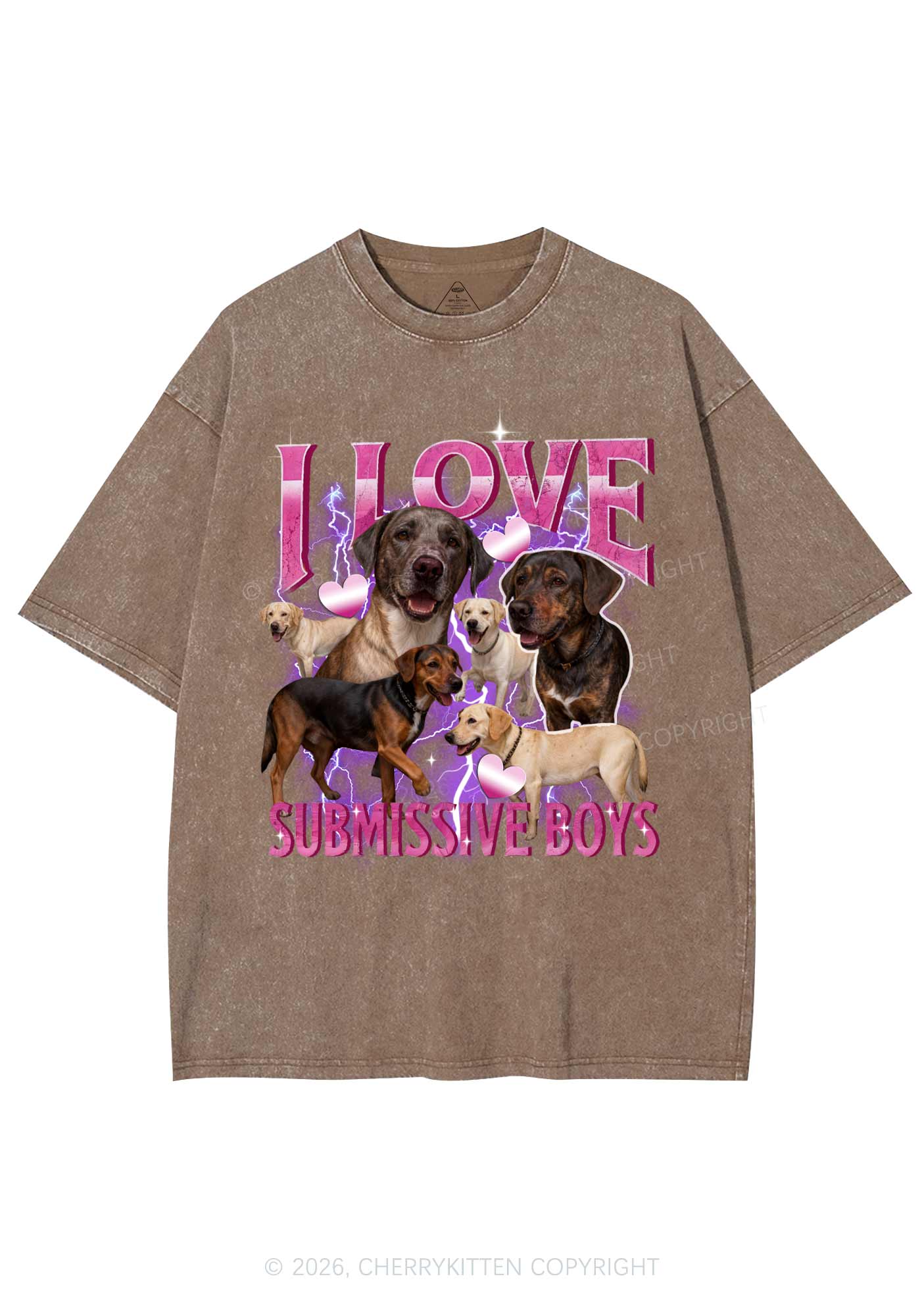 I Love S Dogs Y2K Shirts Washed Tee Cherrykitten - Image 7
