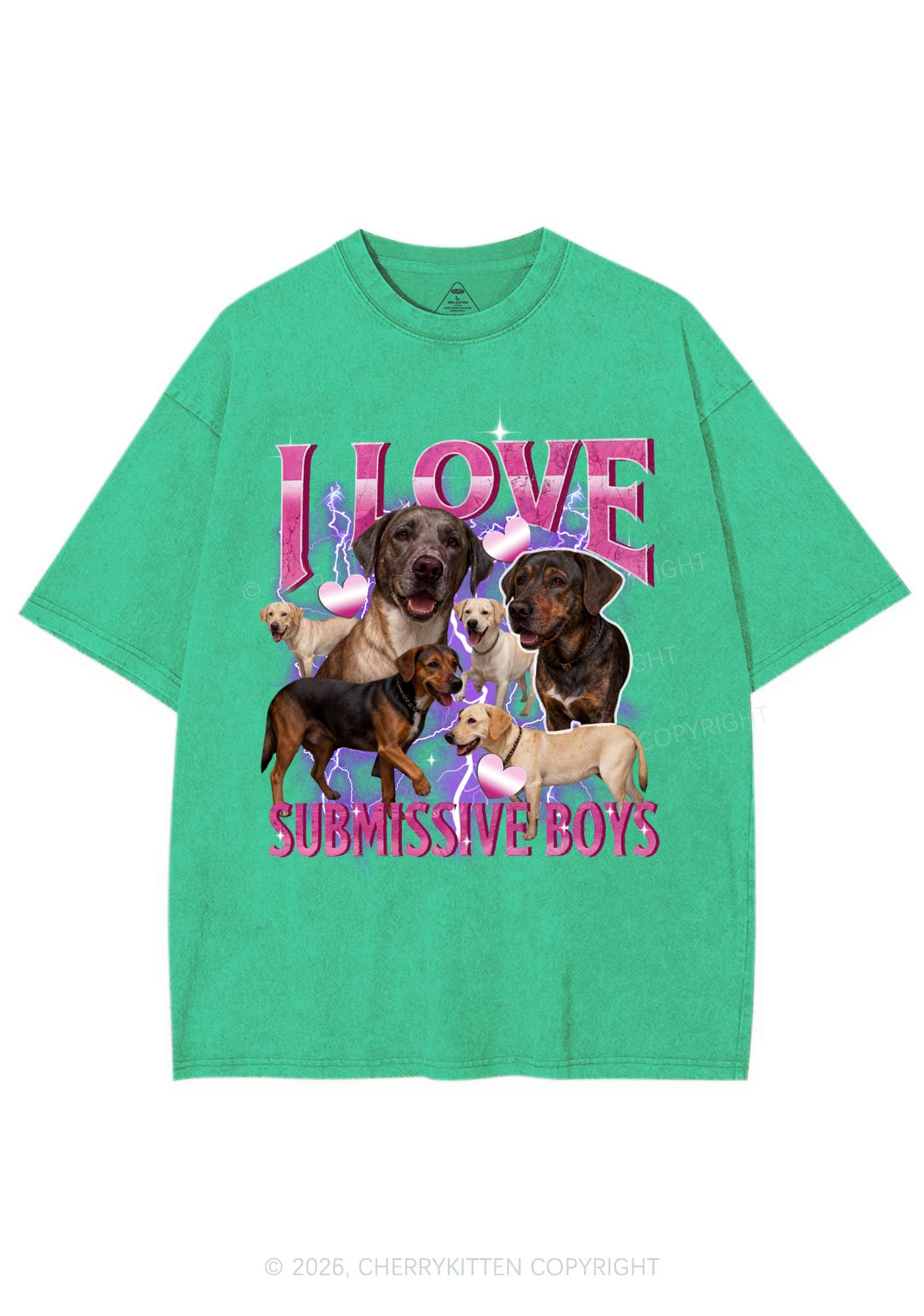 I Love S Dogs Y2K Shirts Washed Tee Cherrykitten - Image 8