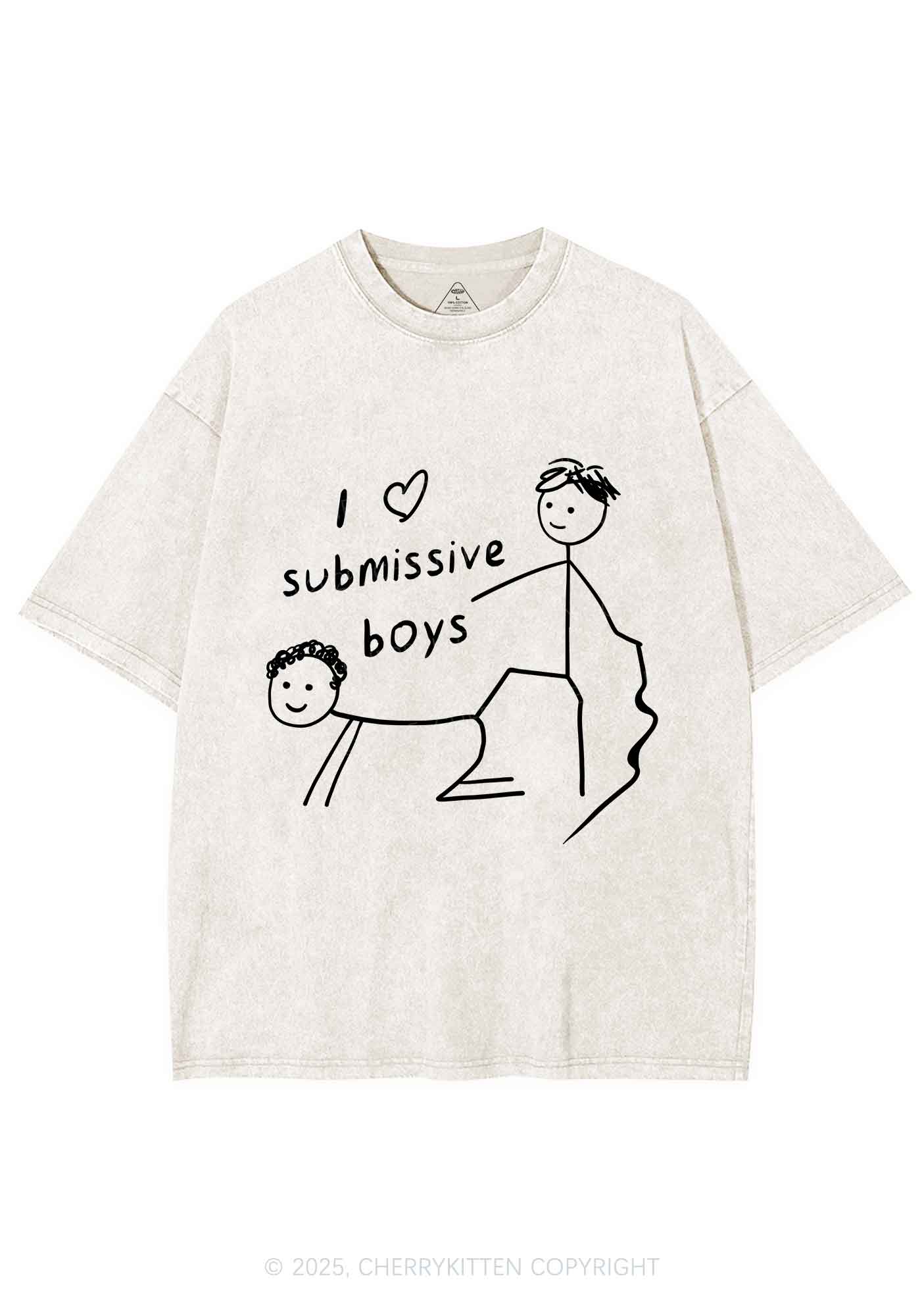 I Love S Gay Boys Pride Y2K Shirts Washed Tee Cherrykitten - Image 3