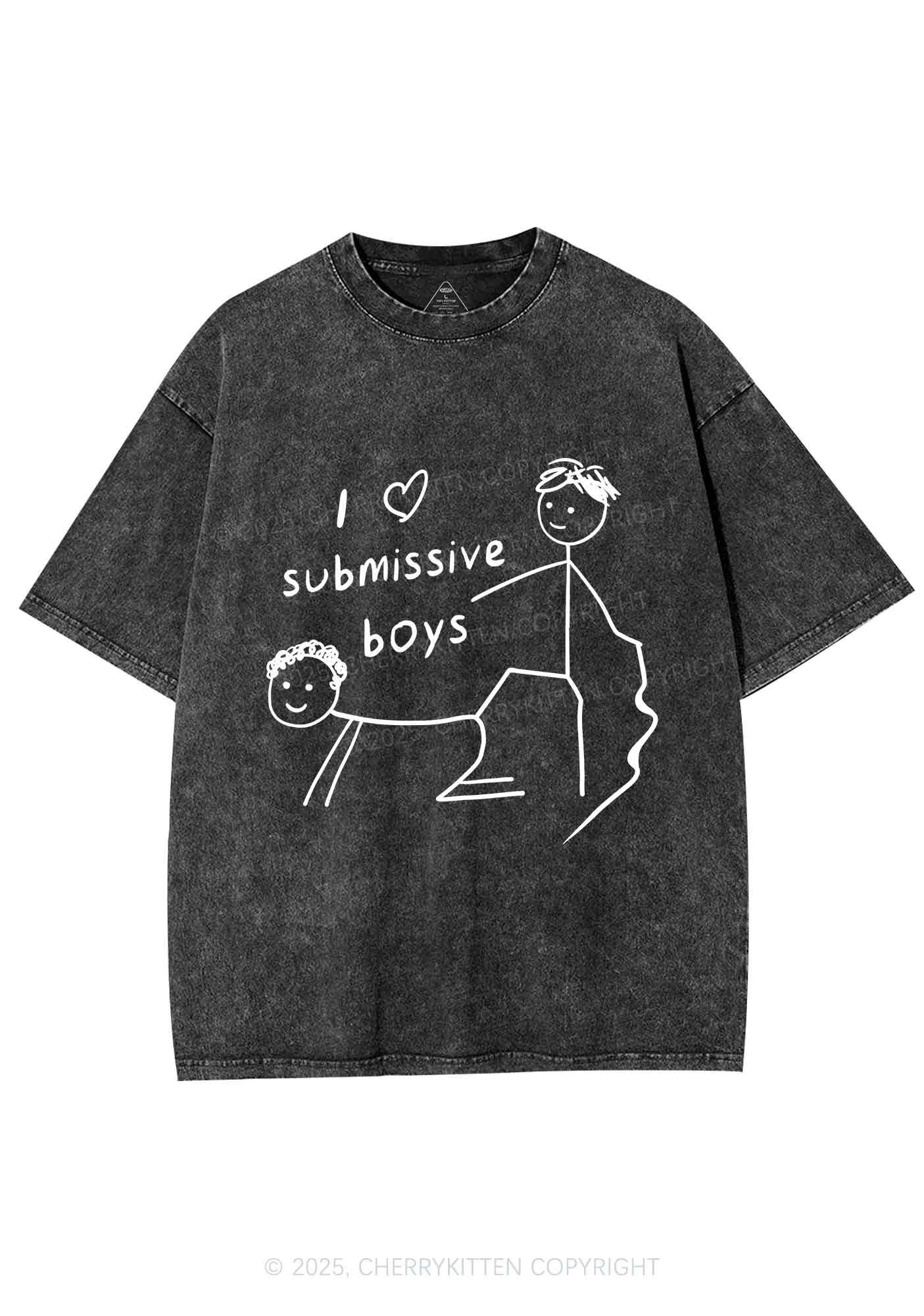 I Love S Gay Boys Pride Y2K Shirts Washed Tee Cherrykitten - Image 4