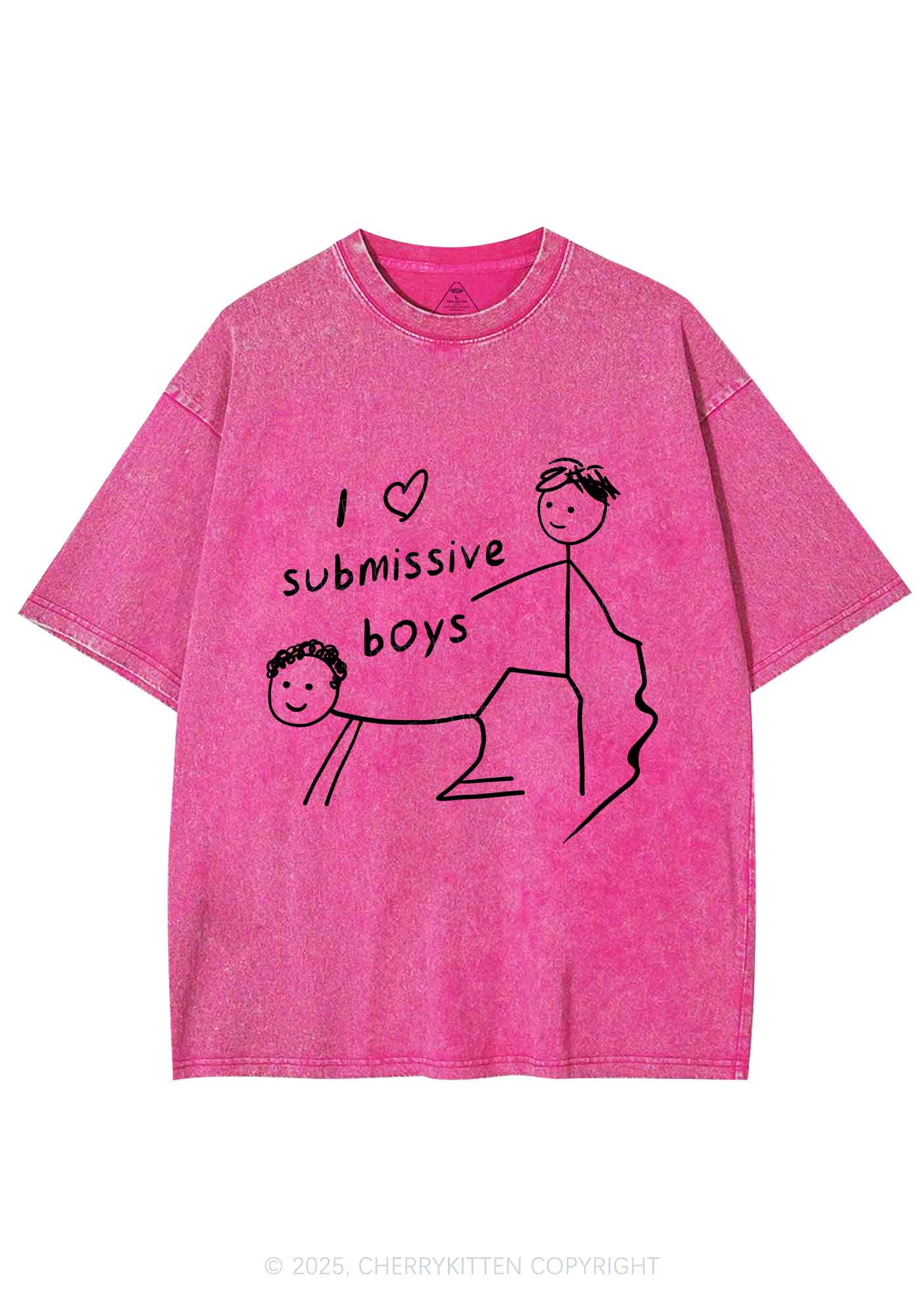 I Love S Gay Boys Pride Y2K Shirts Washed Tee Cherrykitten - Image 5