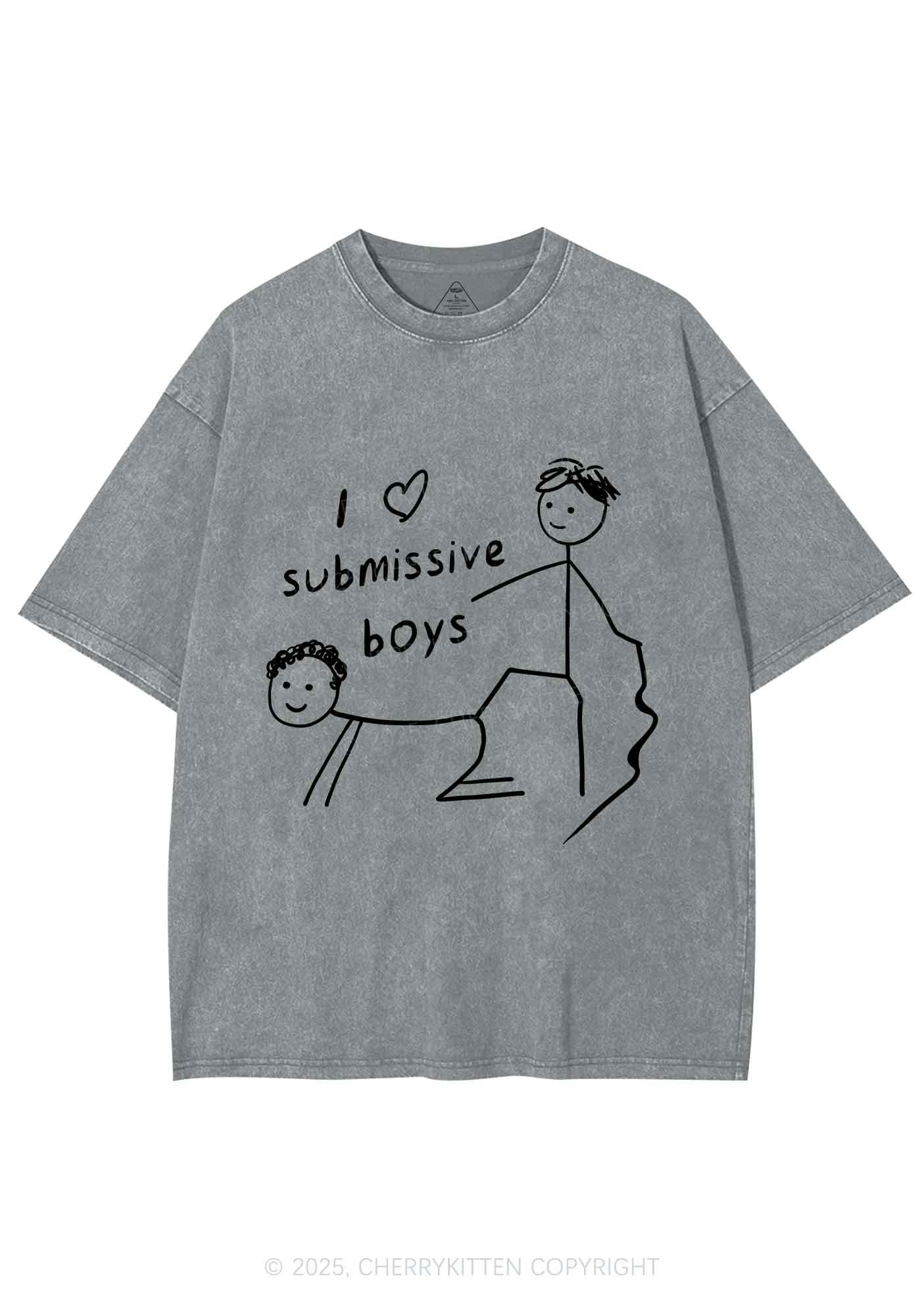 I Love S Gay Boys Pride Y2K Shirts Washed Tee Cherrykitten - Image 6