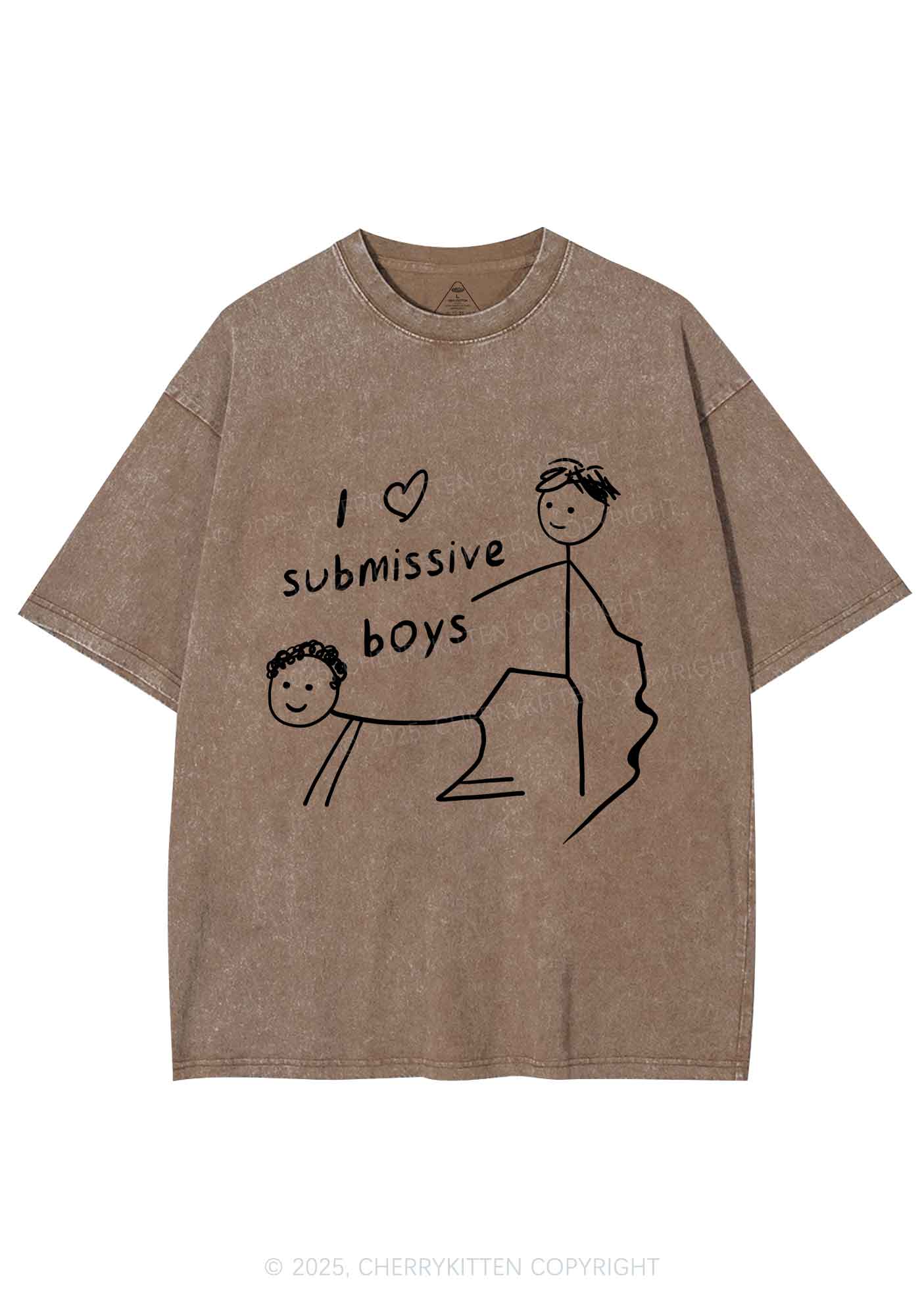 I Love S Gay Boys Pride Y2K Shirts Washed Tee Cherrykitten - Image 7