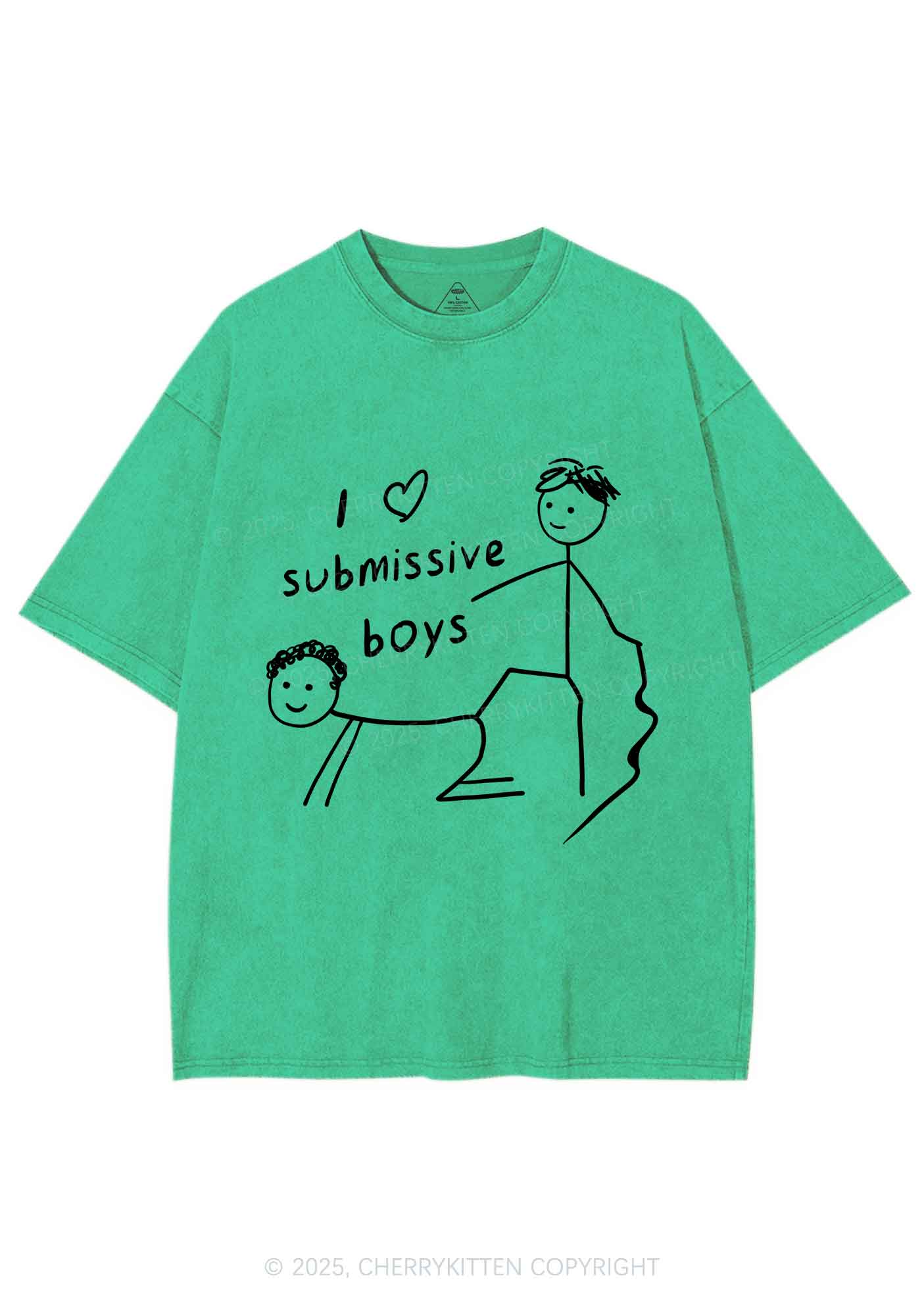 I Love S Gay Boys Pride Y2K Shirts Washed Tee Cherrykitten - Image 8
