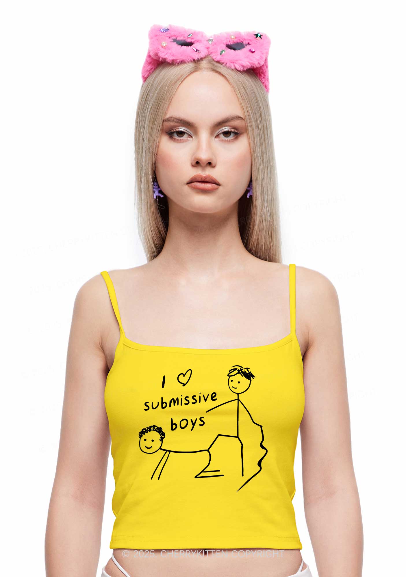 I Love S Gay Boys Pride Y2K Spaghetti Strap Cami Cherrykitten - Image 2