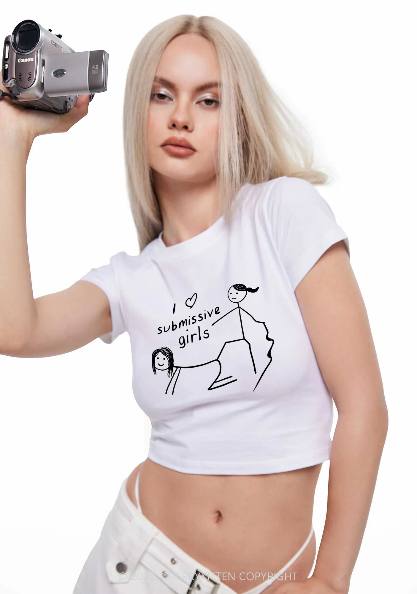 I Love S Girls Pride Y2K Baby Tee Cherrykitten - Image 2