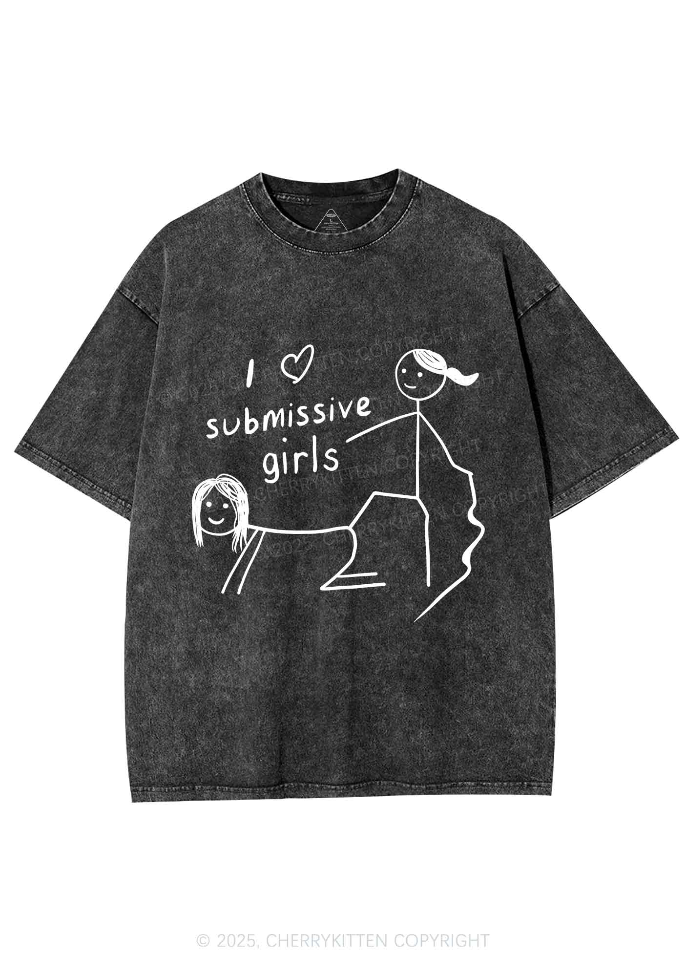 I Love S Girls Pride Y2K Shirts Washed Tee Cherrykitten - Image 3