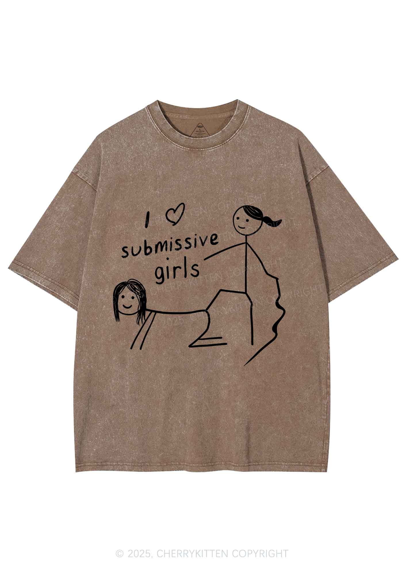 I Love S Girls Pride Y2K Shirts Washed Tee Cherrykitten - Image 7