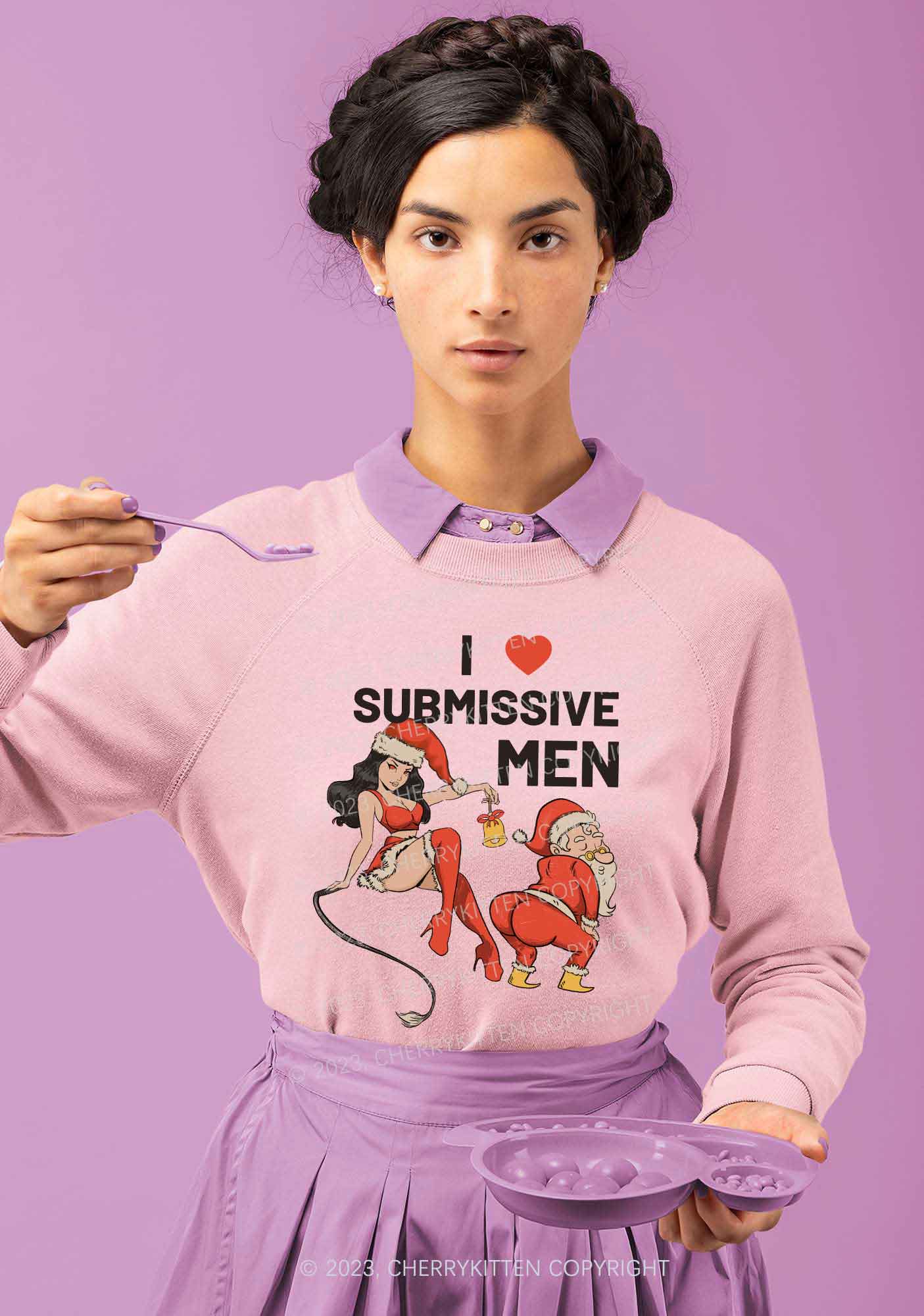 I Love S Men Christmas Y2K Sweatshirt Cherrykitten - Image 2