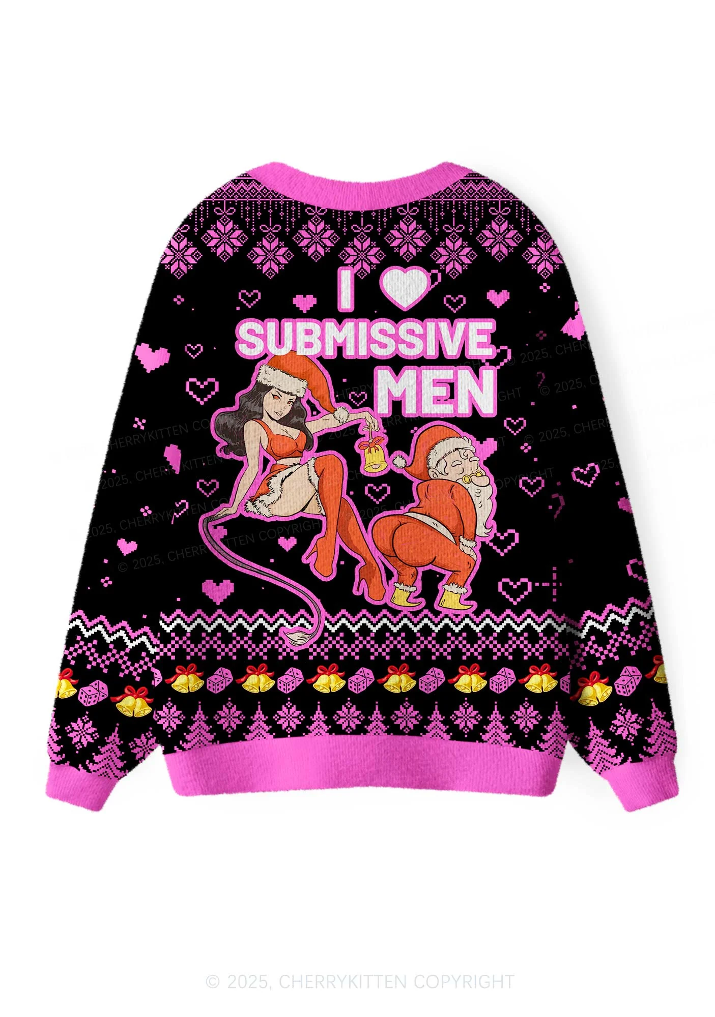 I Love S Men Y2K Christmas Cardigan Knit Sweatshirt Cherrykitten - Image 3