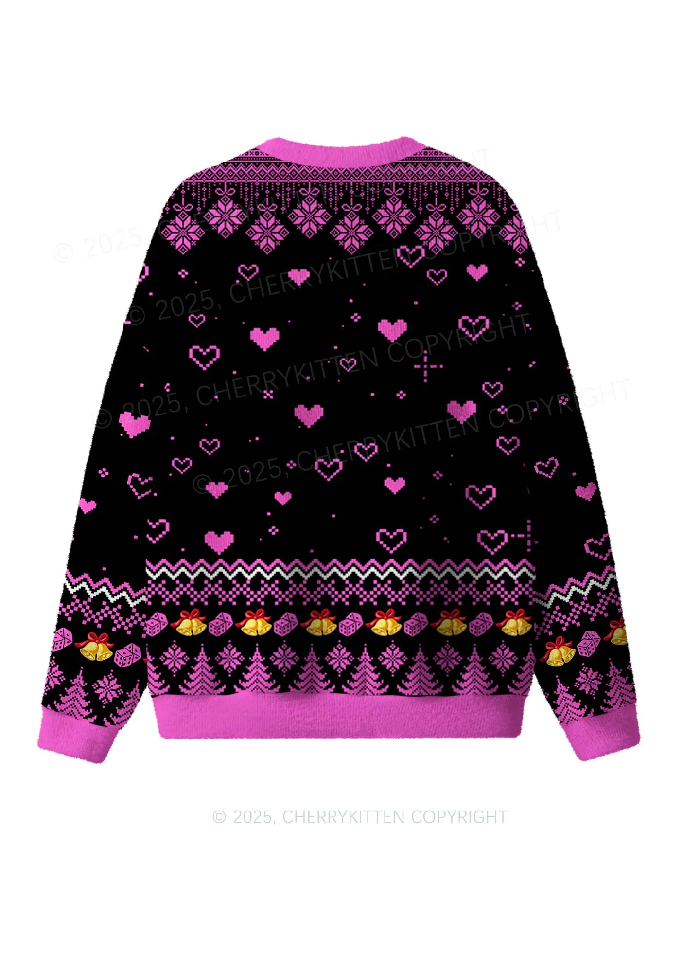 I Love S Men Y2K Christmas Knit Sweatshirt Cherrykitten - Image 2