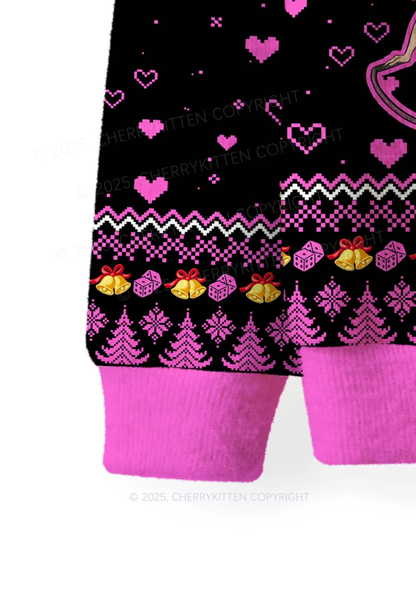 I Love S Men Y2K Christmas Knit Sweatshirt Cherrykitten - Image 4
