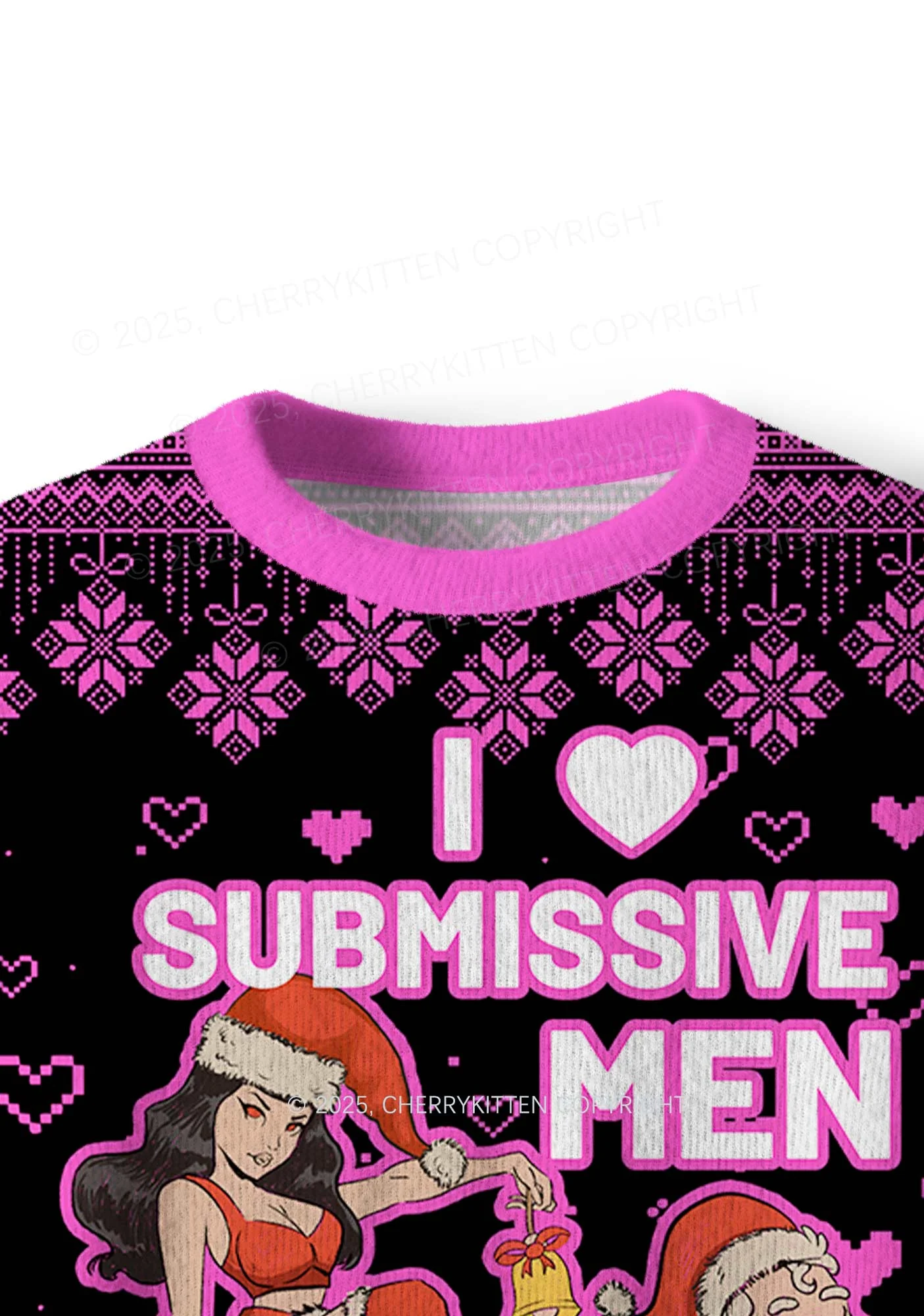 I Love S Men Y2K Christmas Knit Sweatshirt Cherrykitten - Image 5