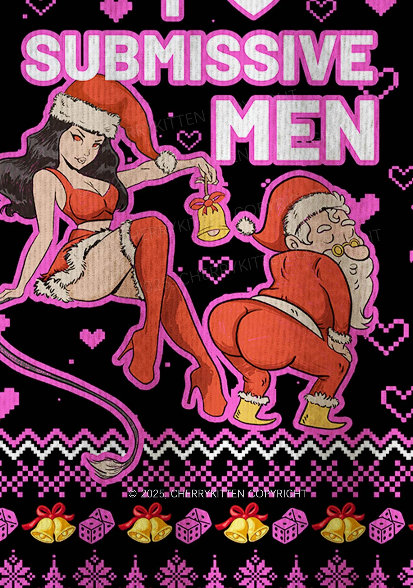I Love S Men Y2K Christmas Knit Sweatshirt Cherrykitten - Image 6
