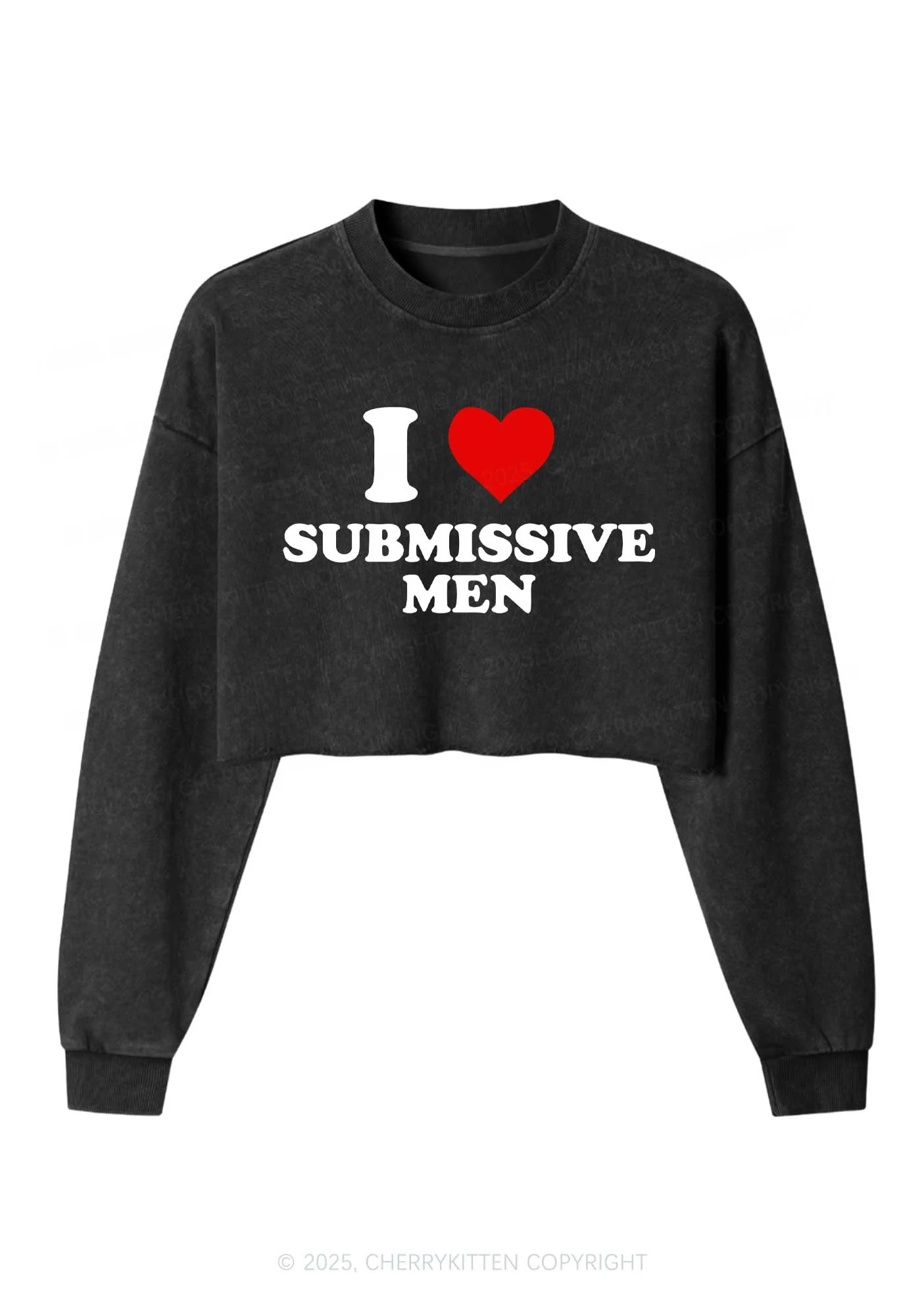 I Love S Men Y2K Crop Washed Sweatshirts Cherrykitten - Image 3