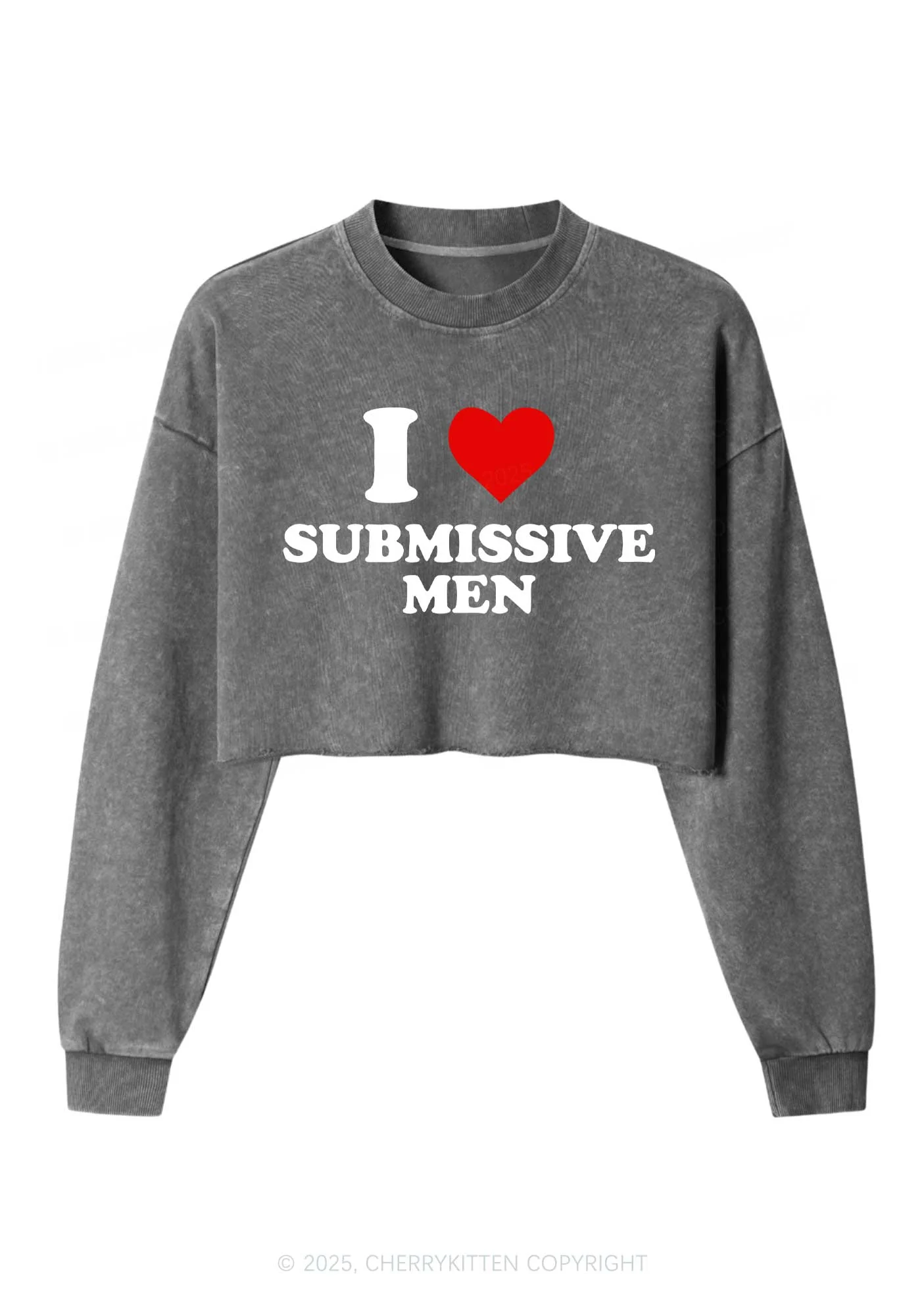 I Love S Men Y2K Crop Washed Sweatshirts Cherrykitten - Image 4