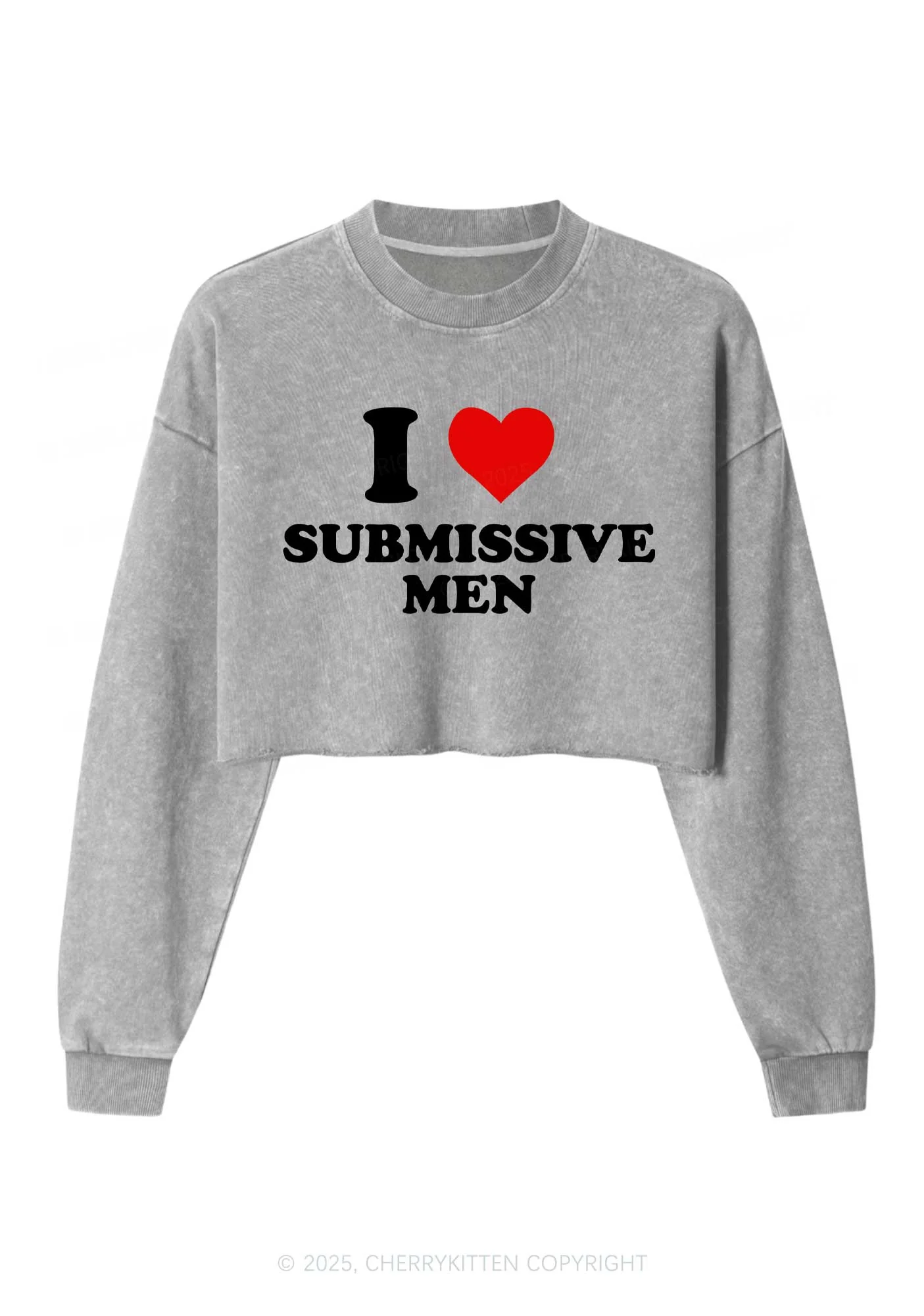 I Love S Men Y2K Crop Washed Sweatshirts Cherrykitten - Image 5