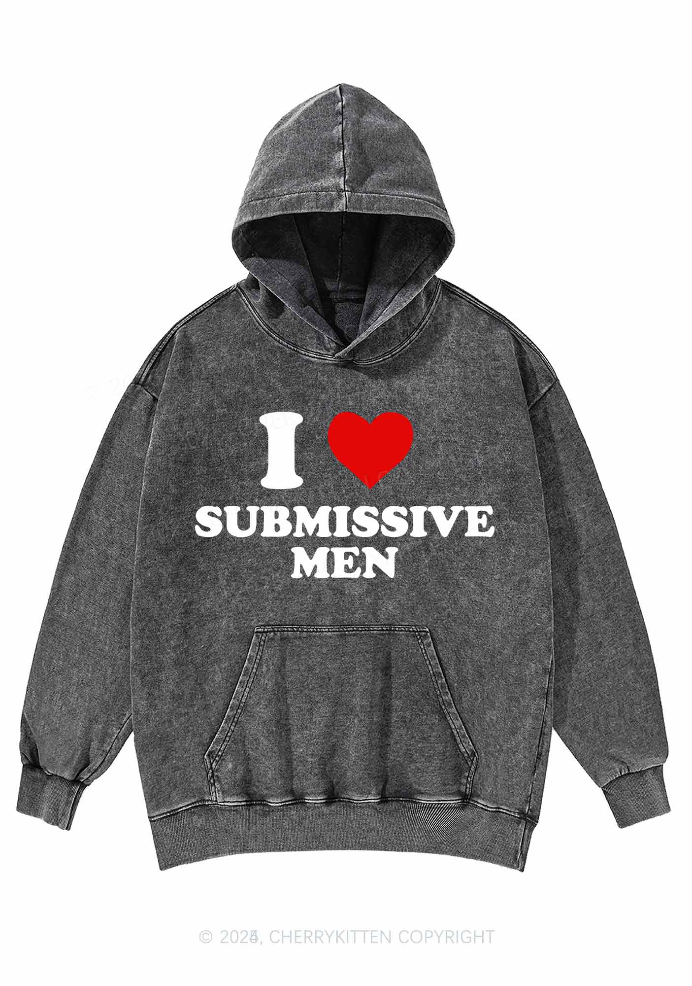 I Love S Men Y2K Washed Hoodie Cherrykitten - Image 3