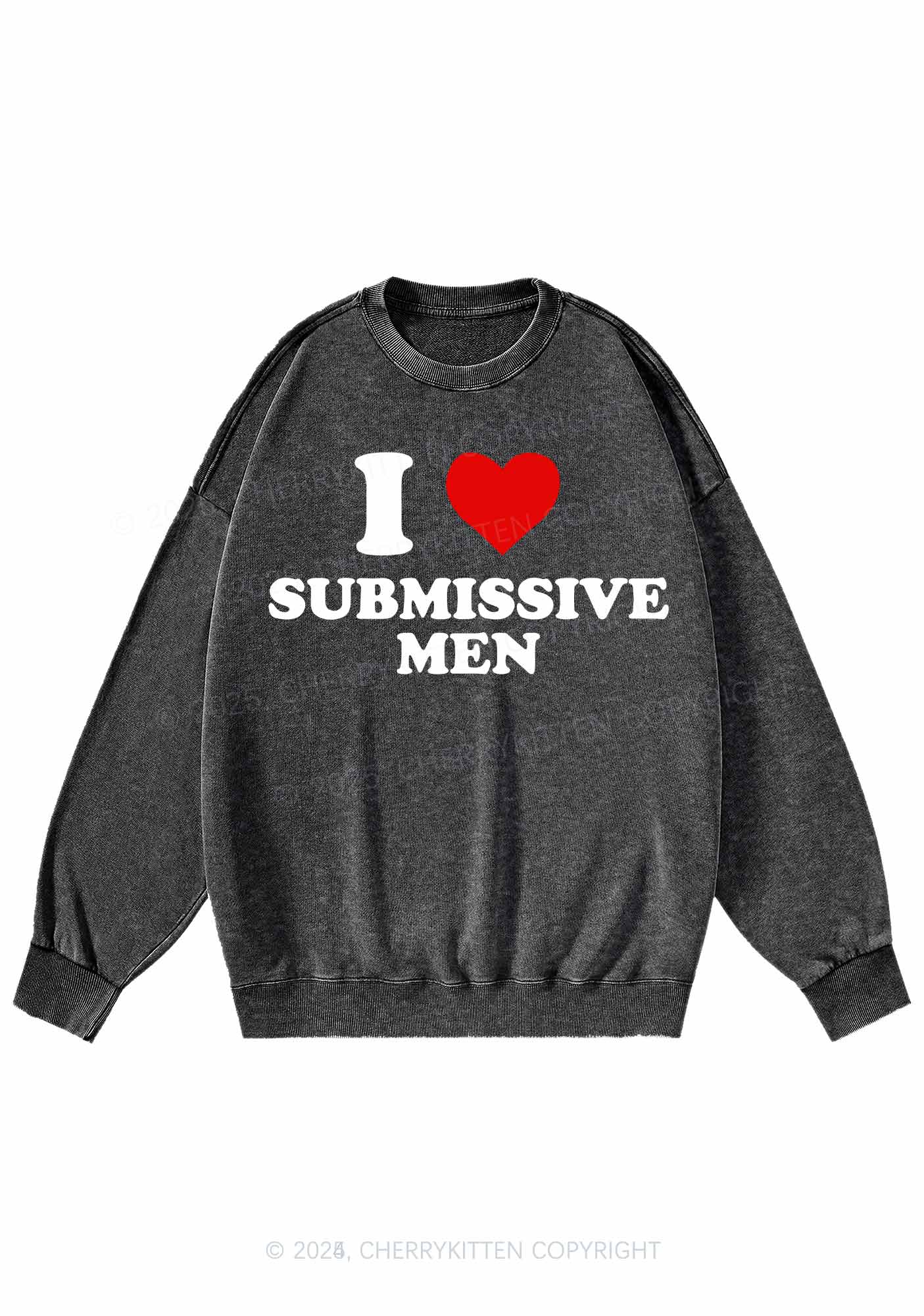 I Love S Men Y2K Washed Sweatshirts Cherrykitten - Image 3