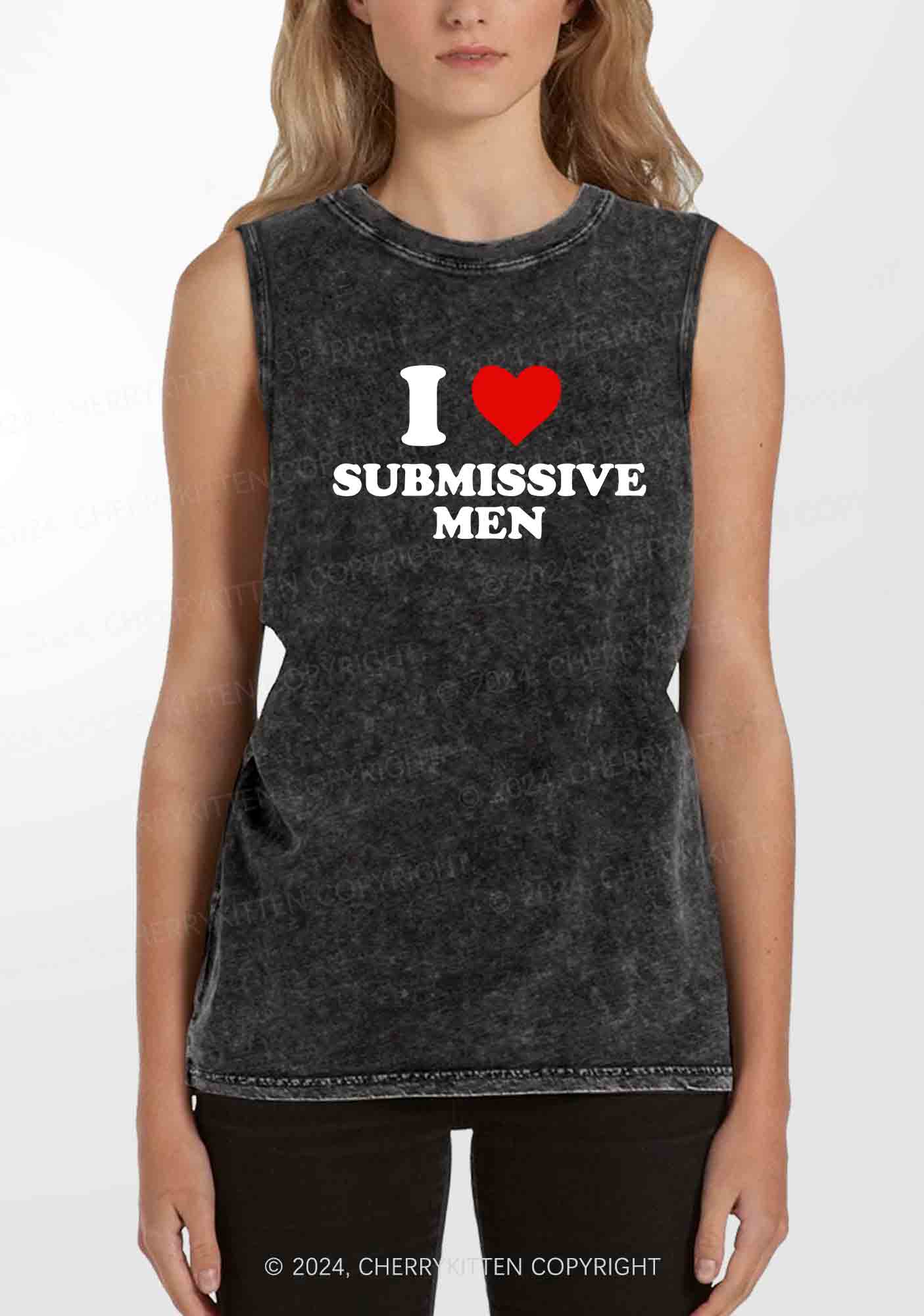 I Love S Men Y2K Washed Tank Cherrykitten - Image 2