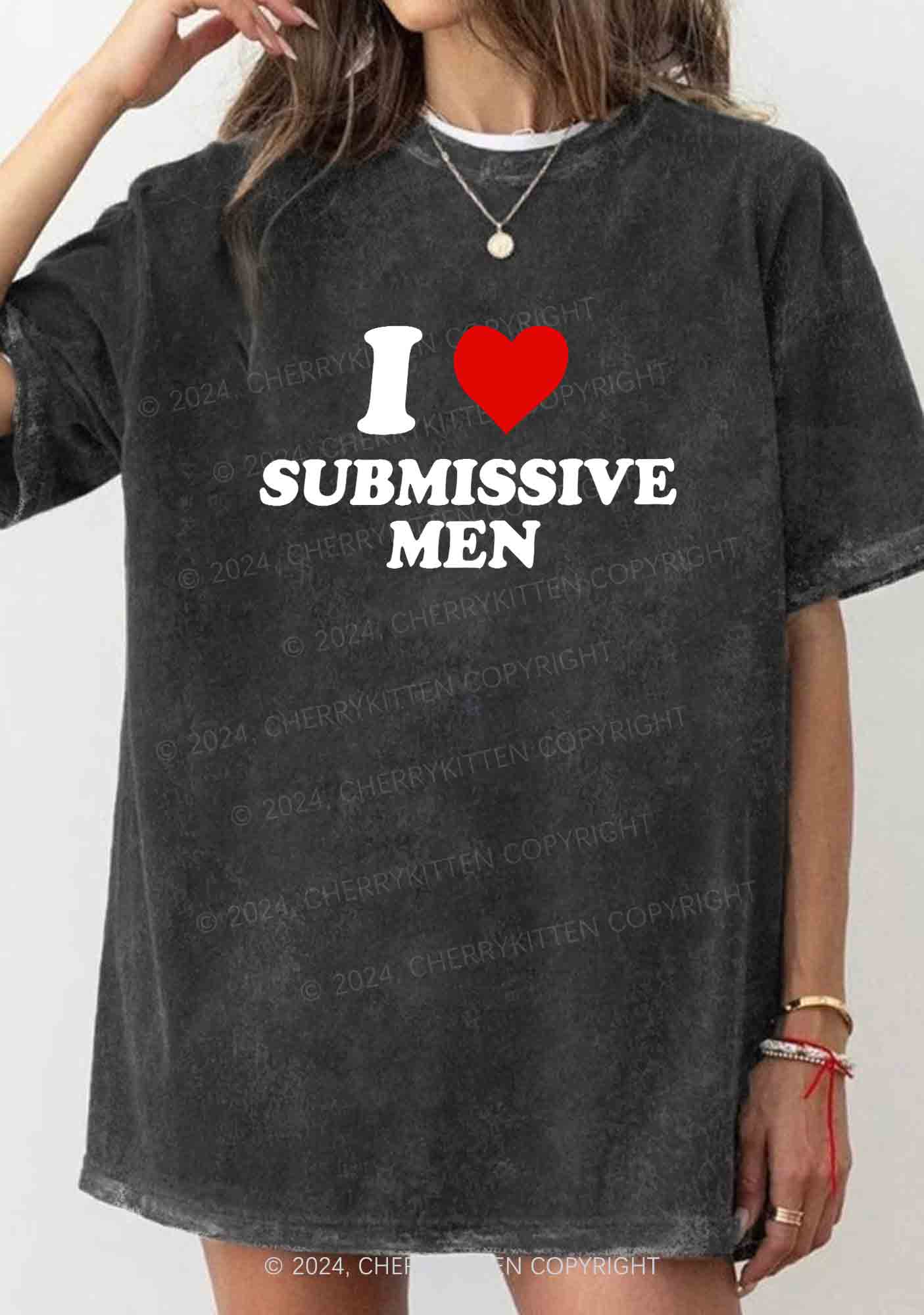 I Love S Men Y2K Washed Tee Cherrykitten - Image 2