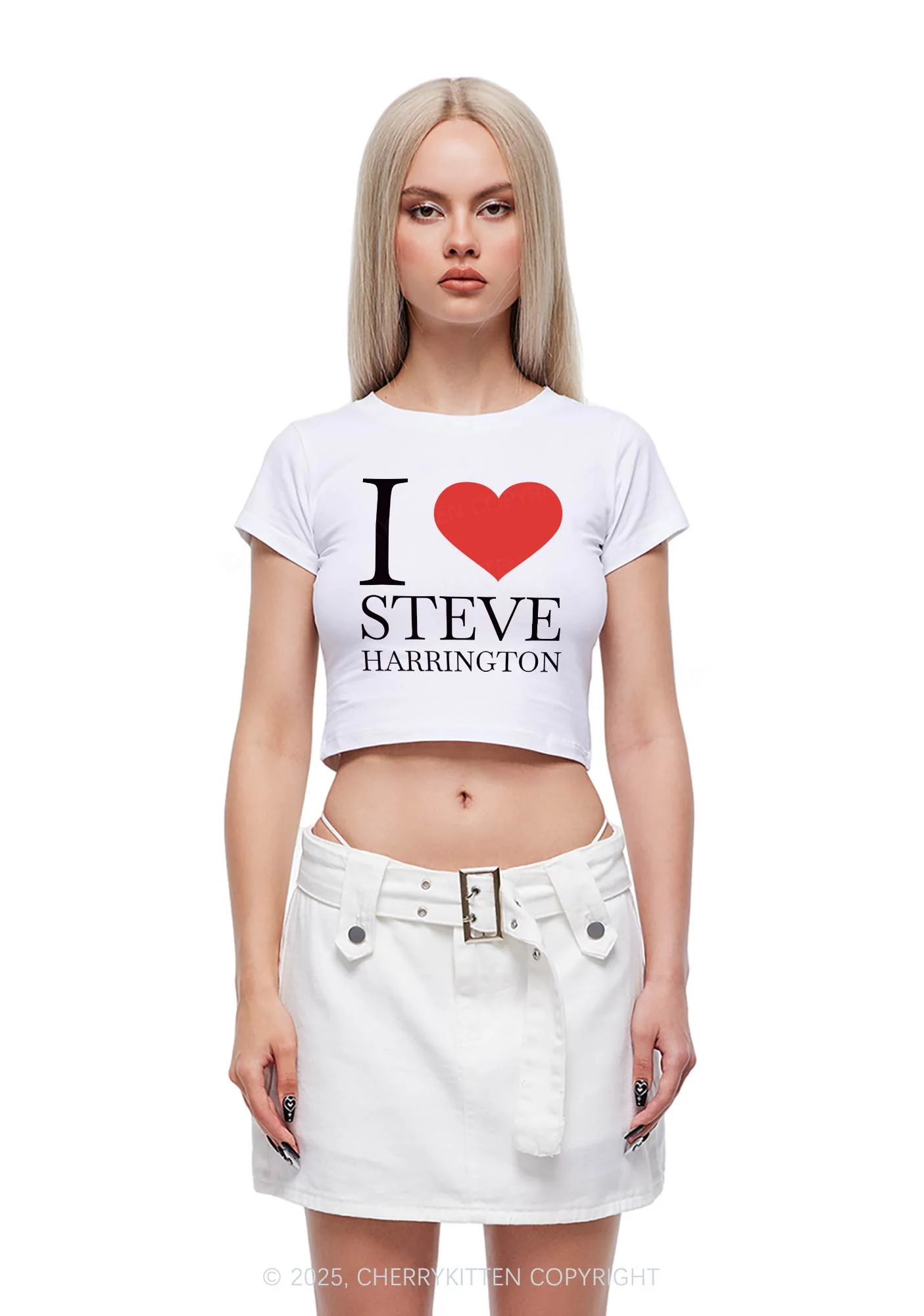I Love SH Y2K Baby Tee Cherrykitten - Image 2