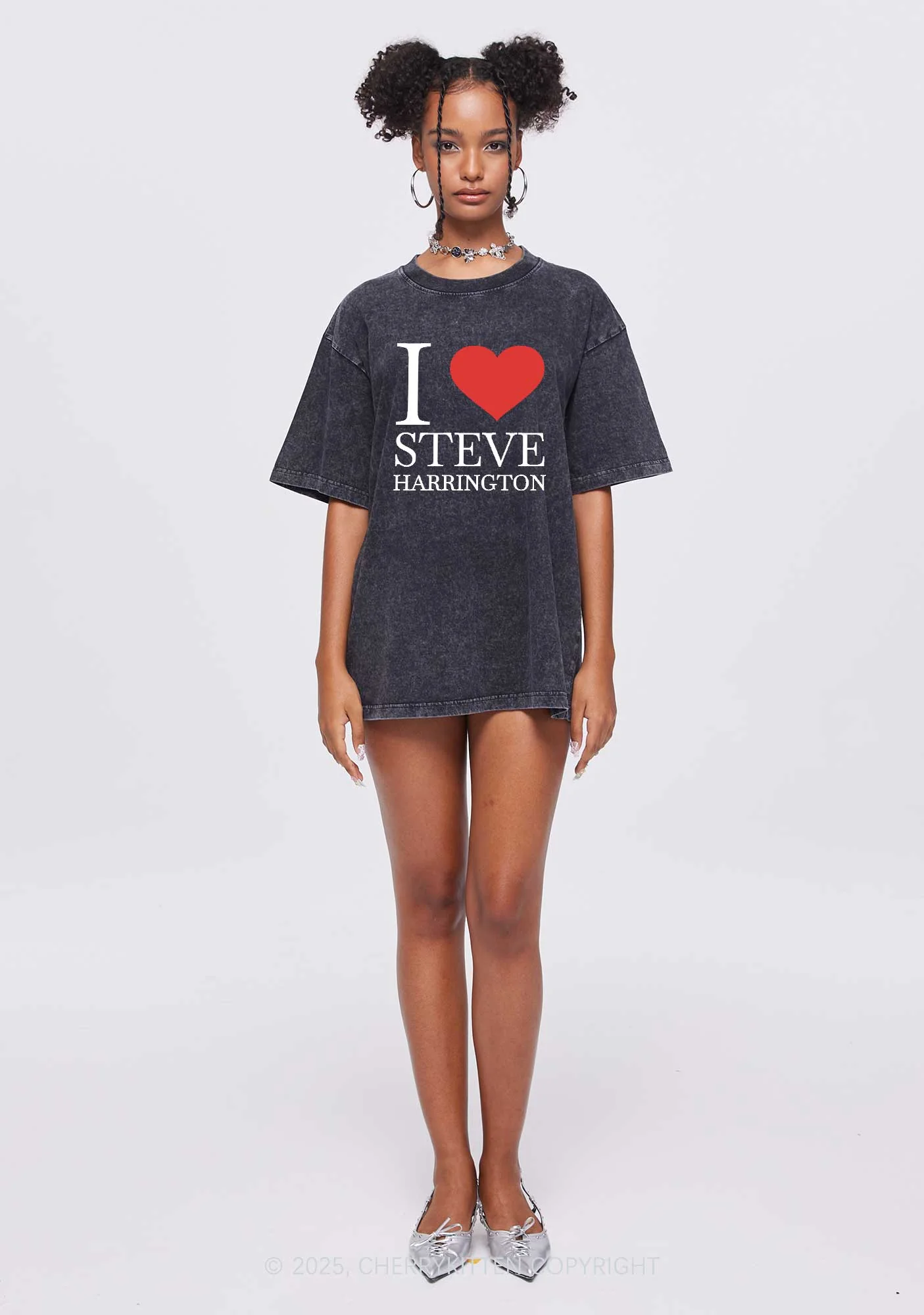 I Love SH Y2K Shirts Washed Tee Cherrykitten - Image 2