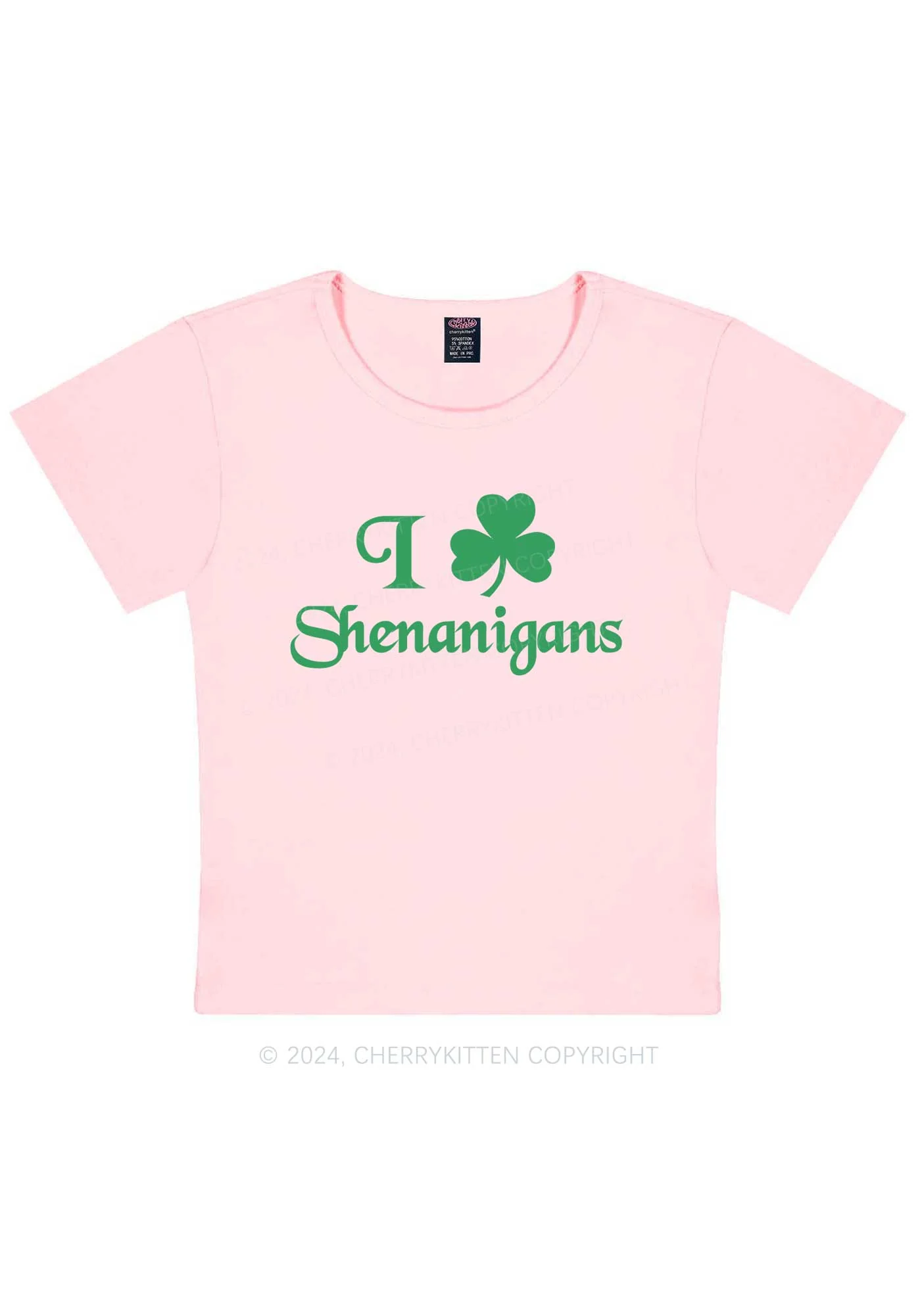 I Love Shenanigans St Patricks Y2K Baby Tee Cherrykitten - Image 12