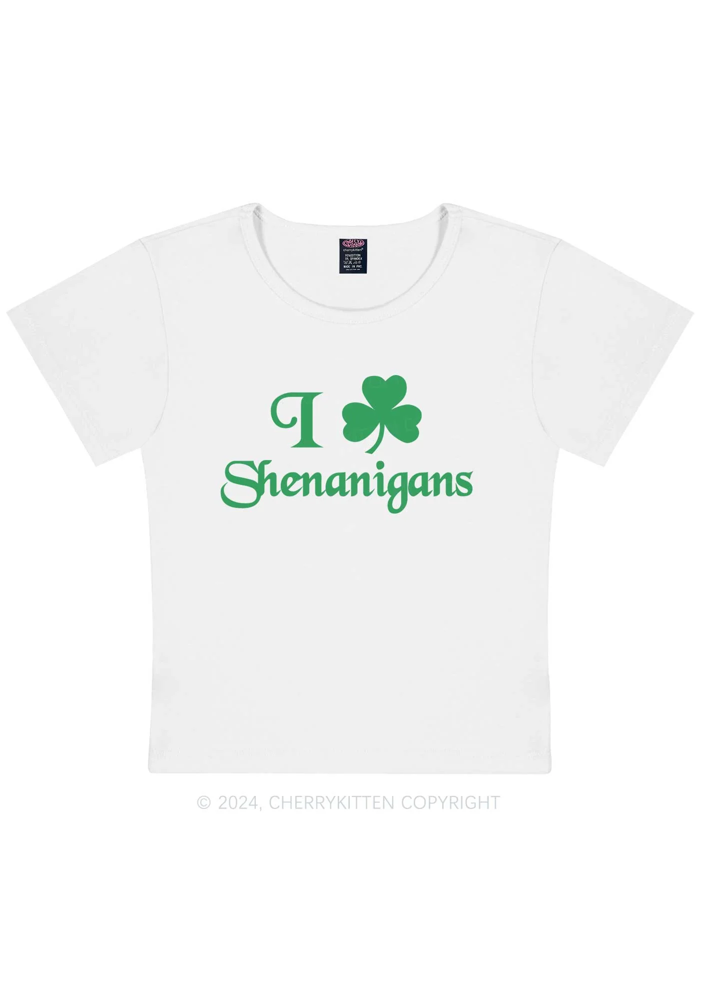 I Love Shenanigans St Patricks Y2K Baby Tee Cherrykitten - Image 4