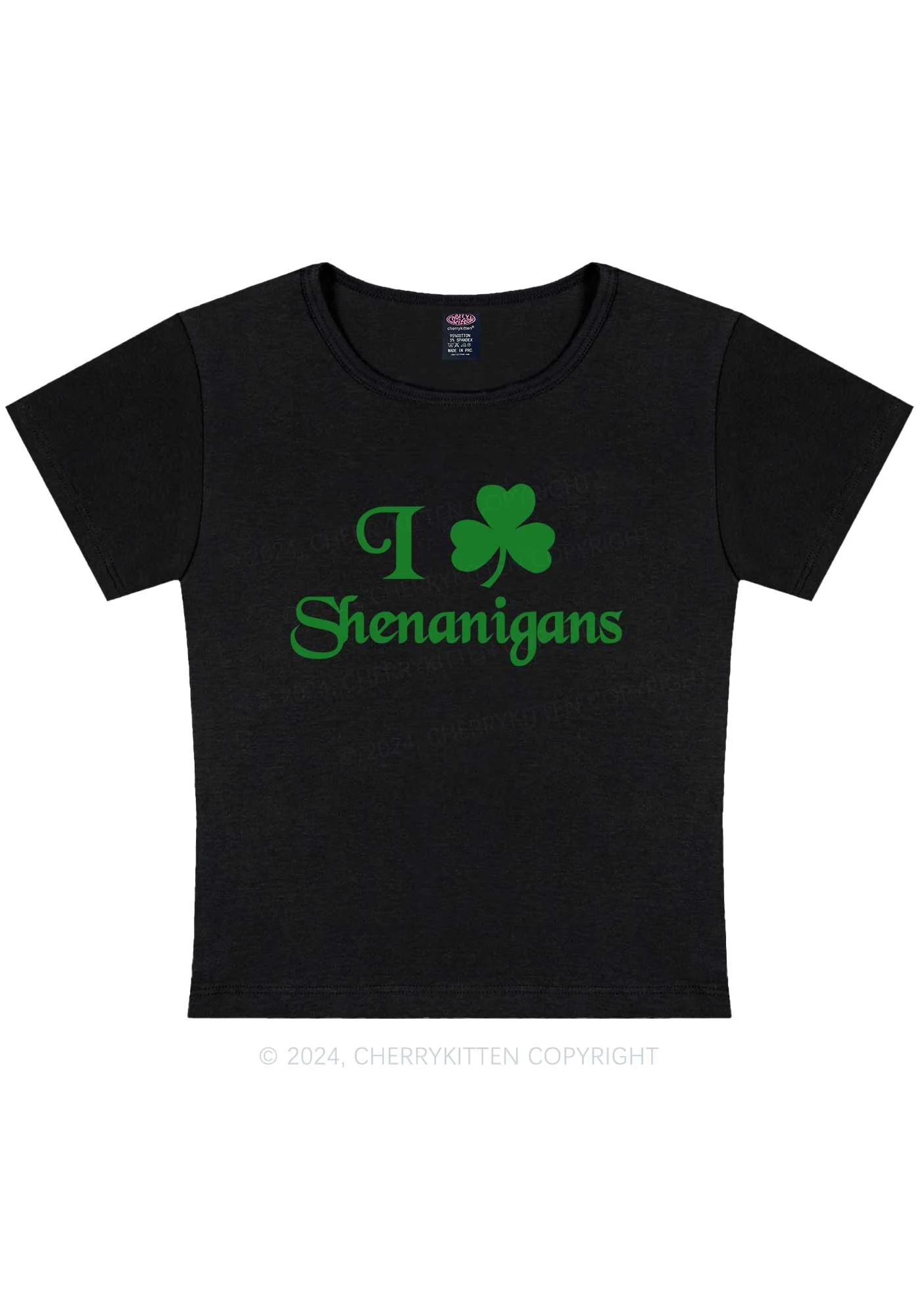I Love Shenanigans St Patricks Y2K Baby Tee Cherrykitten - Image 5