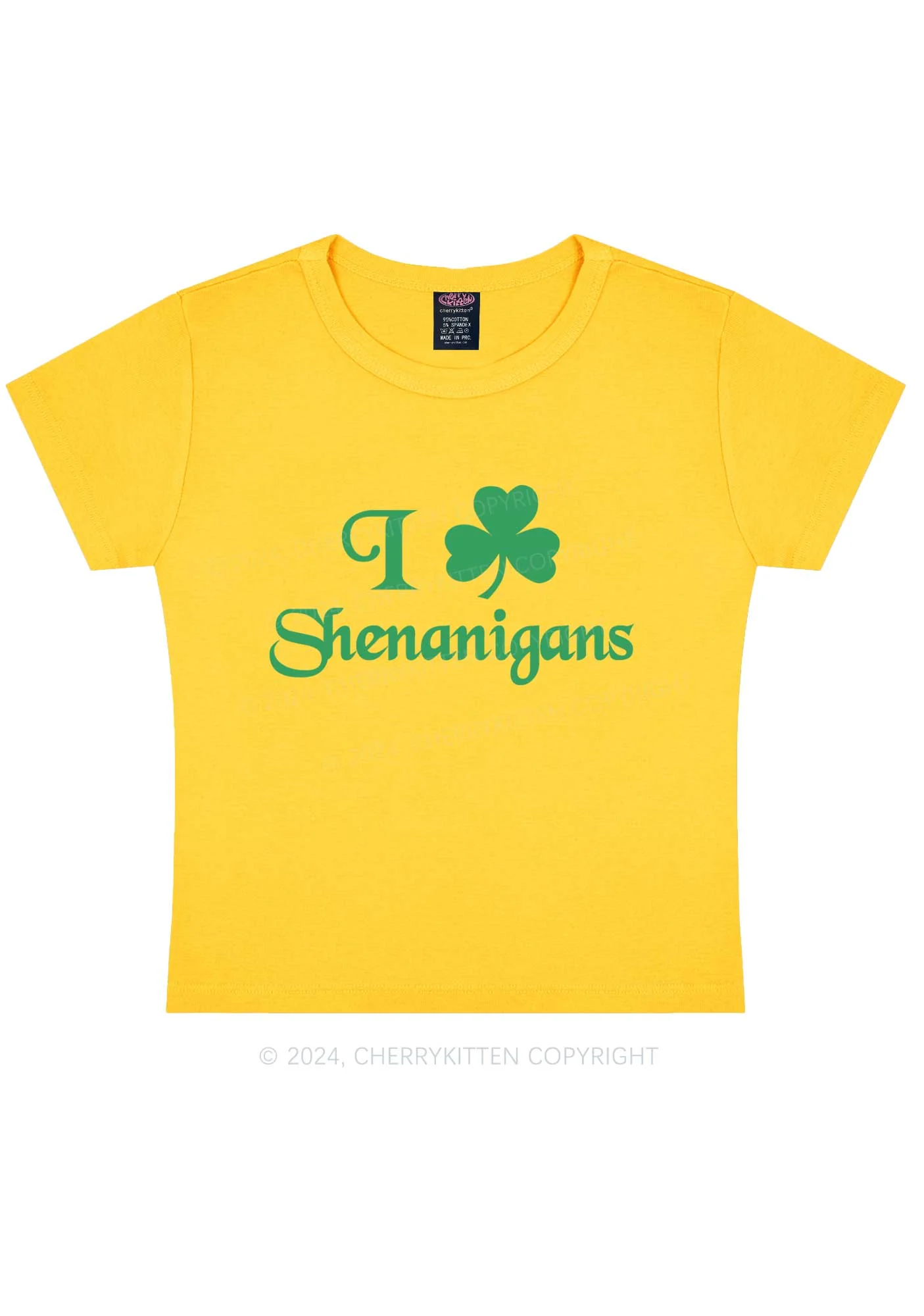 I Love Shenanigans St Patricks Y2K Baby Tee Cherrykitten - Image 6