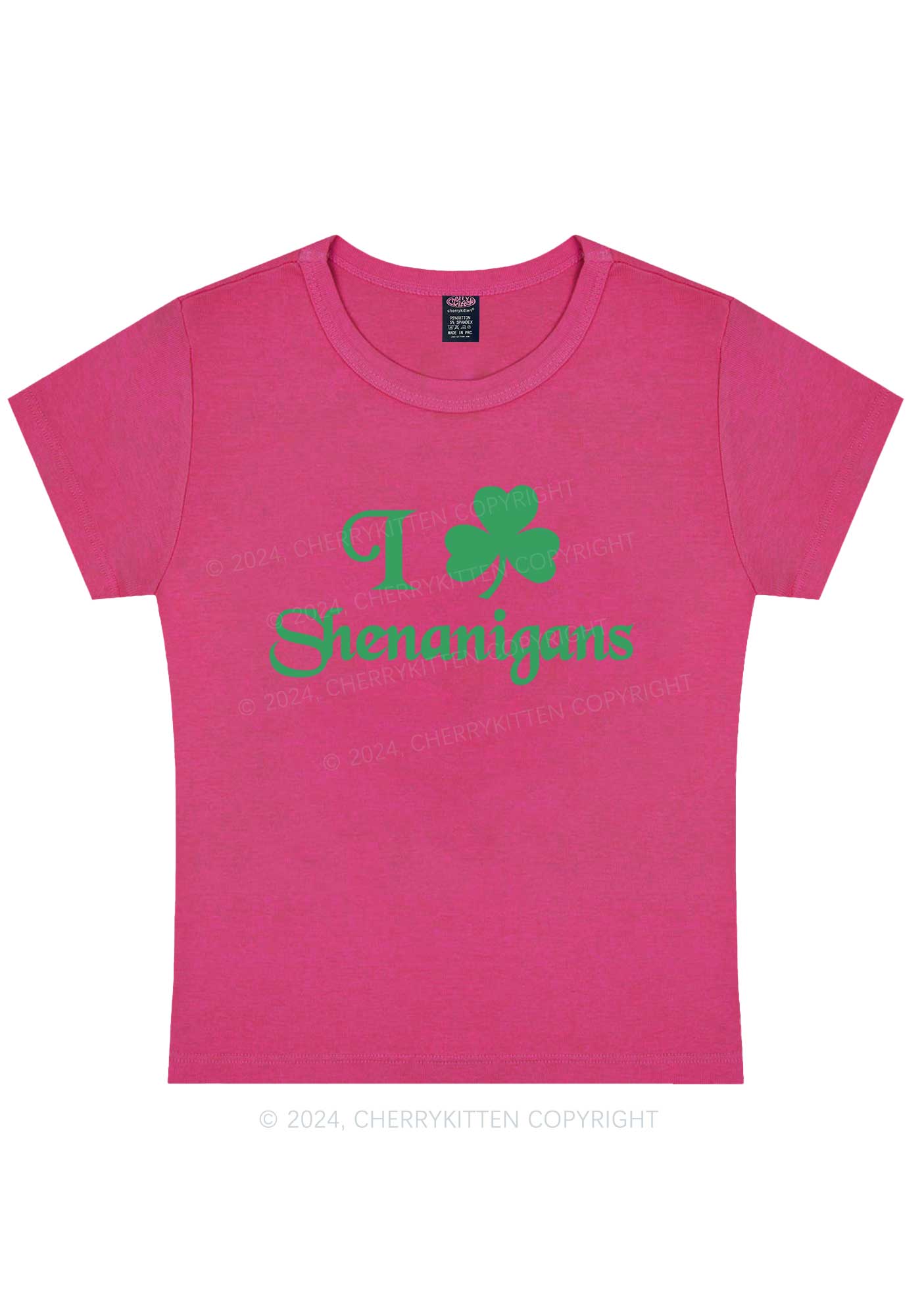 I Love Shenanigans St Patricks Y2K Baby Tee Cherrykitten - Image 7