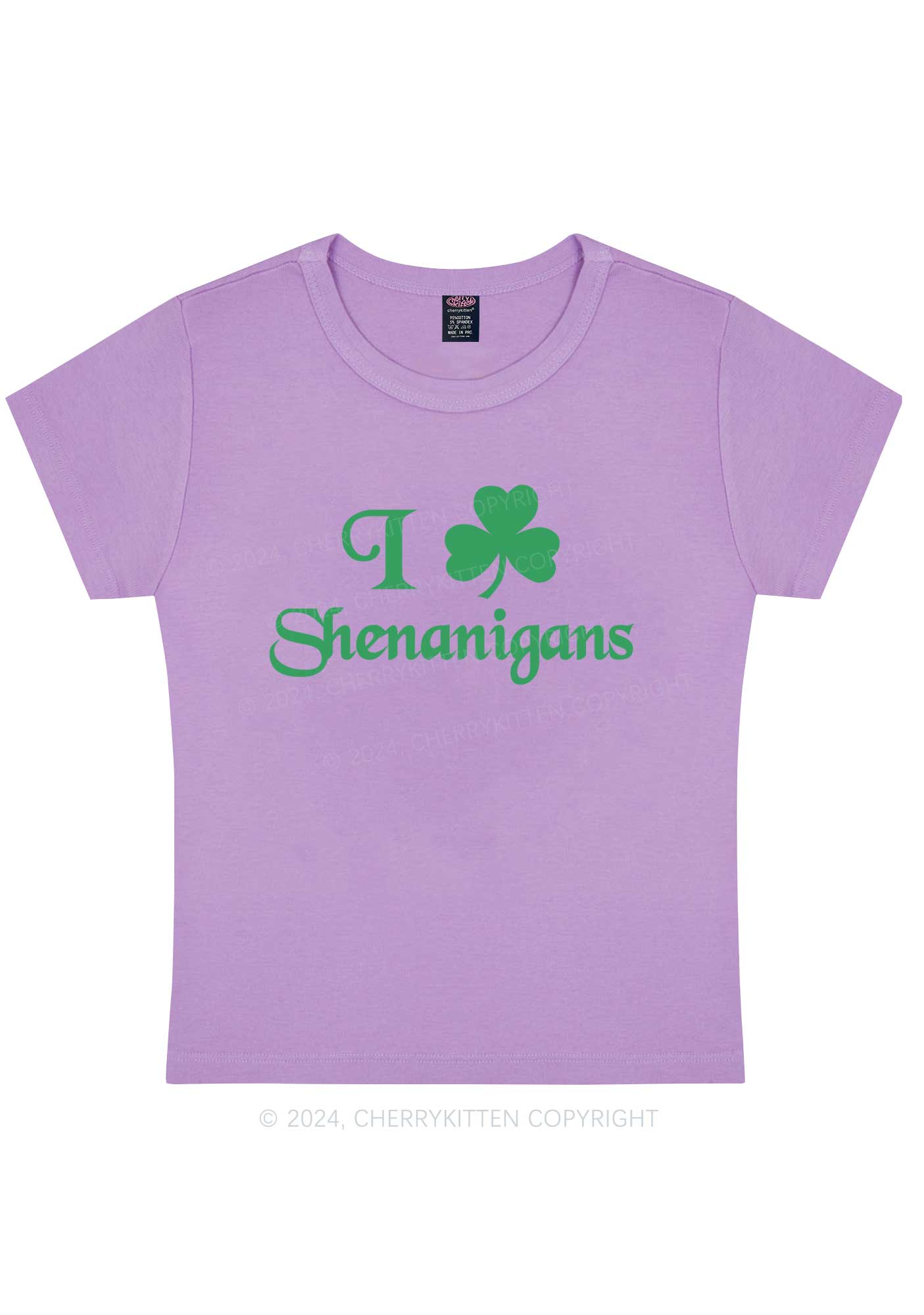 I Love Shenanigans St Patricks Y2K Baby Tee Cherrykitten - Image 8